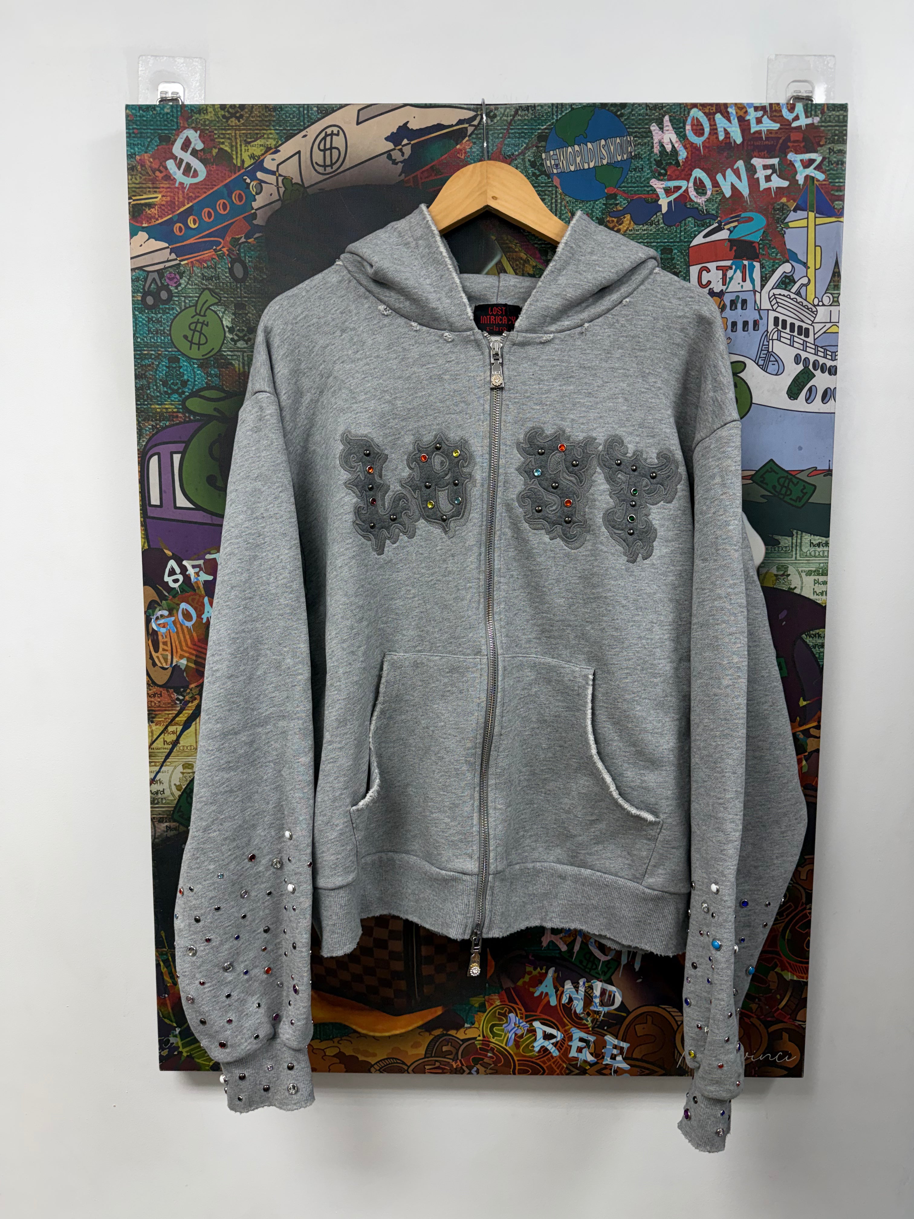 Lost Intricacy Grey Patch 2.0 (Multi Color Stones) Zip Up