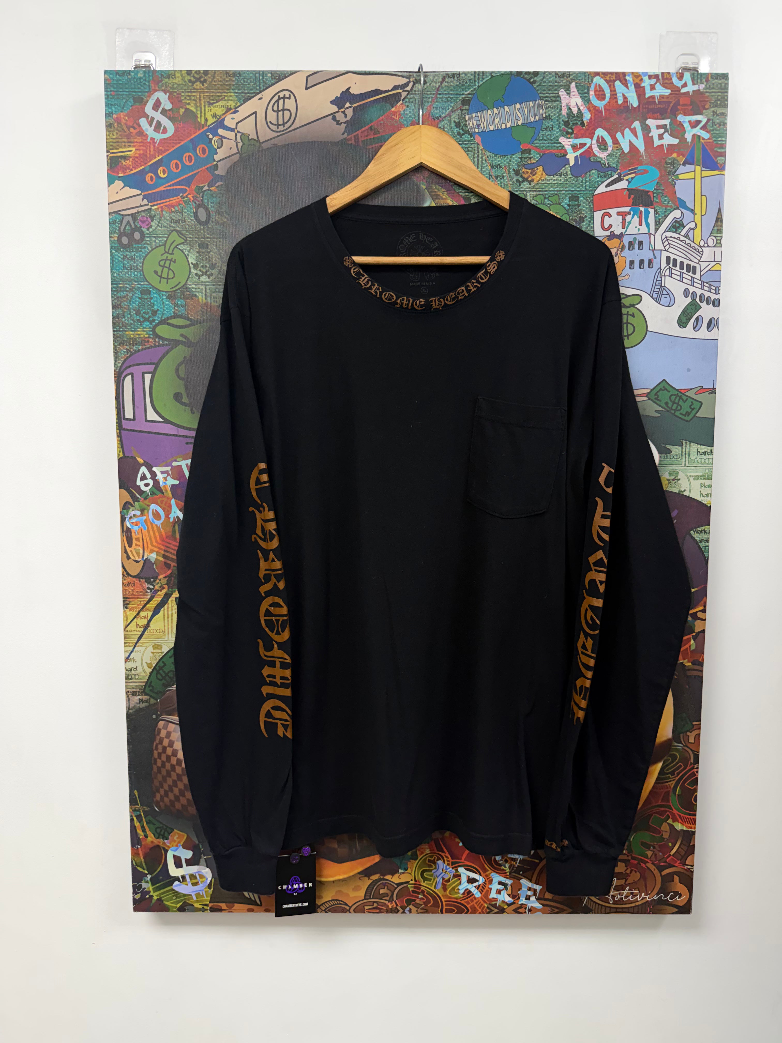 Chrome Hearts Black Brown Neck Logo Long Sleeve