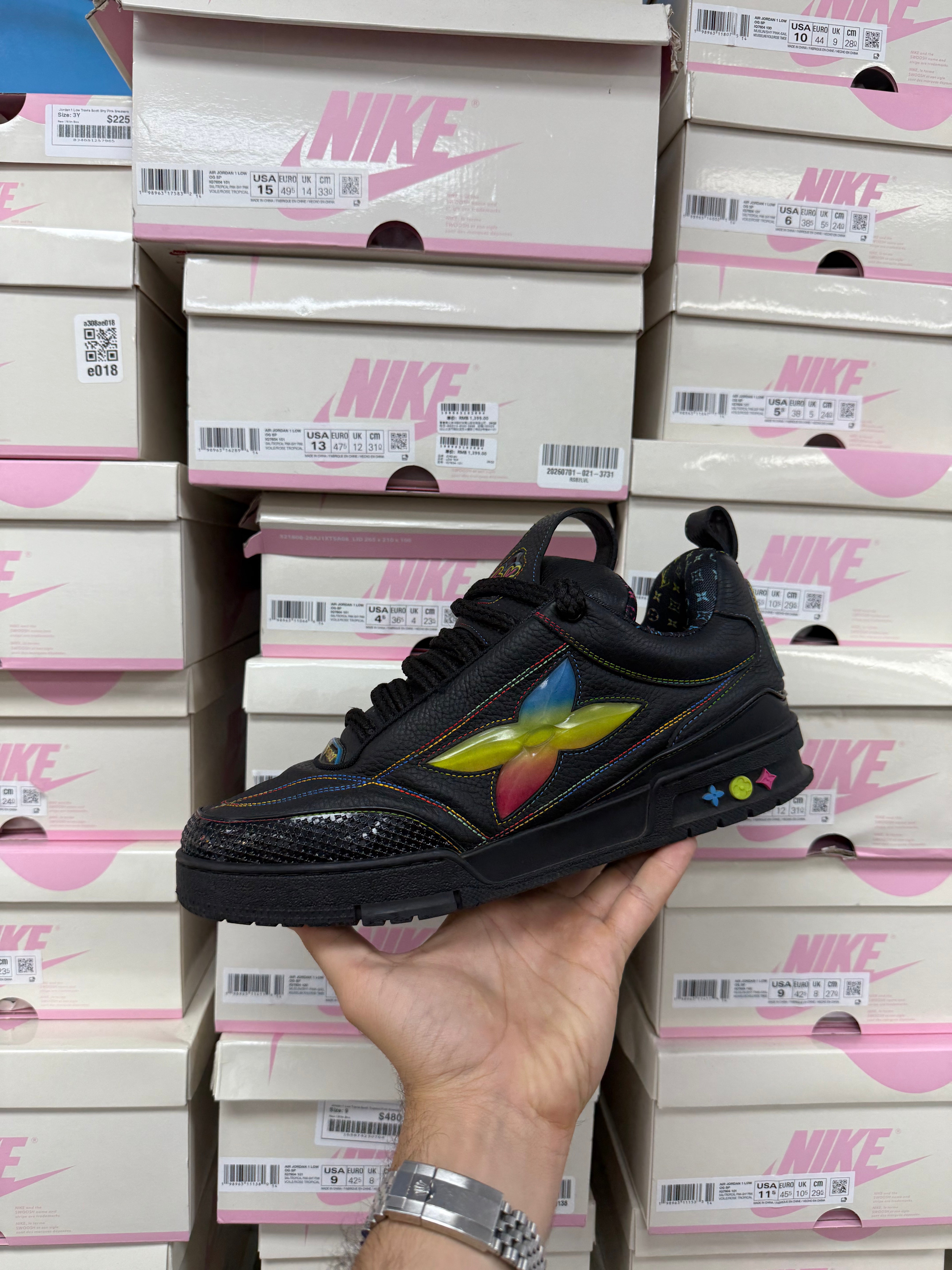 Louis Vuitton Black Rainbow Skate Sneakers