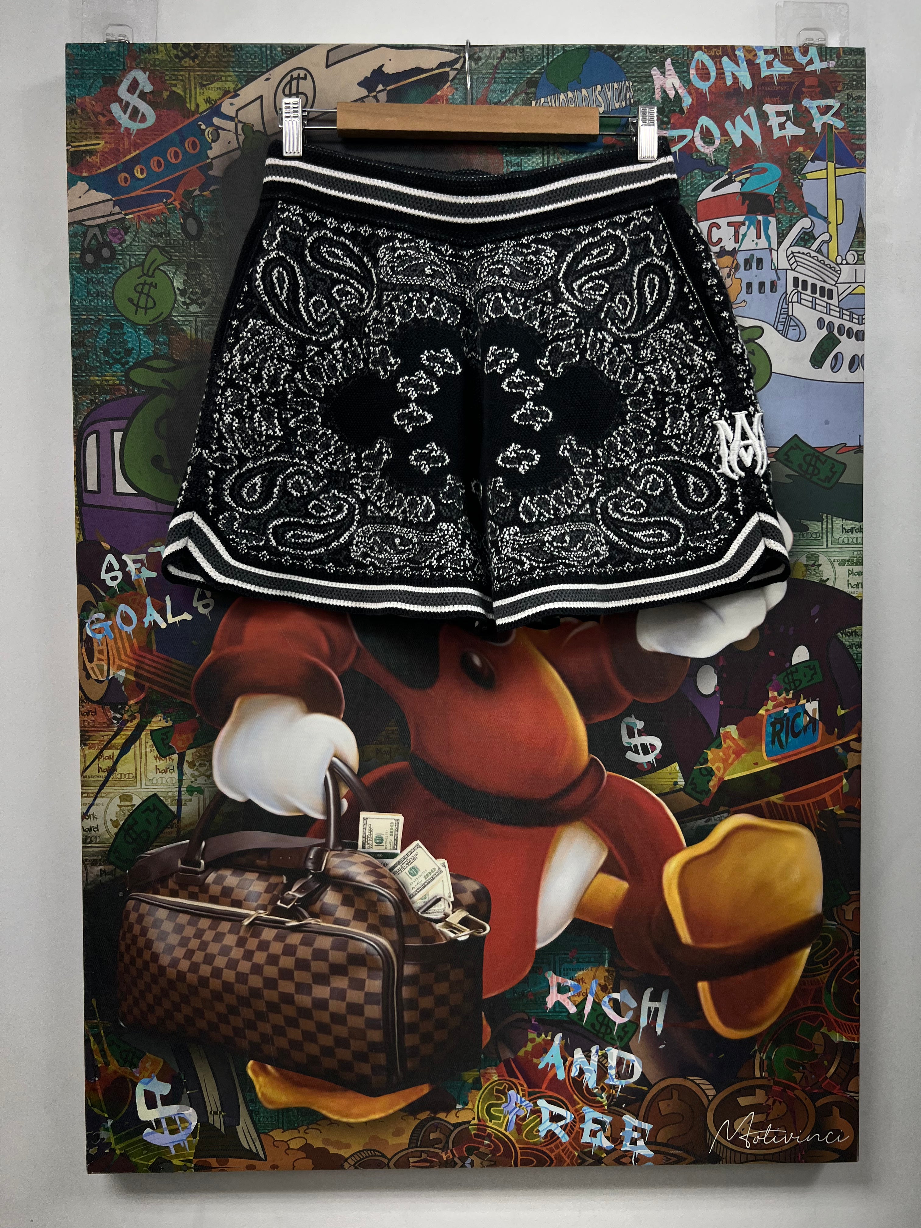 Amiri Black White Ma Knit Paisley Shorts