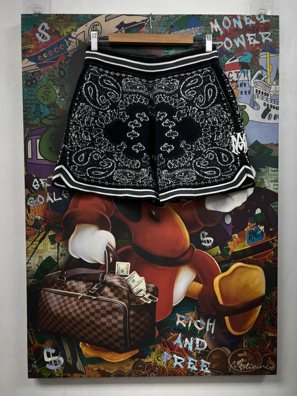 Amiri Black White Ma Knit Paisley Shorts