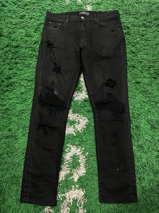 Amiri Jeans Black Wax Thrasher Used 34