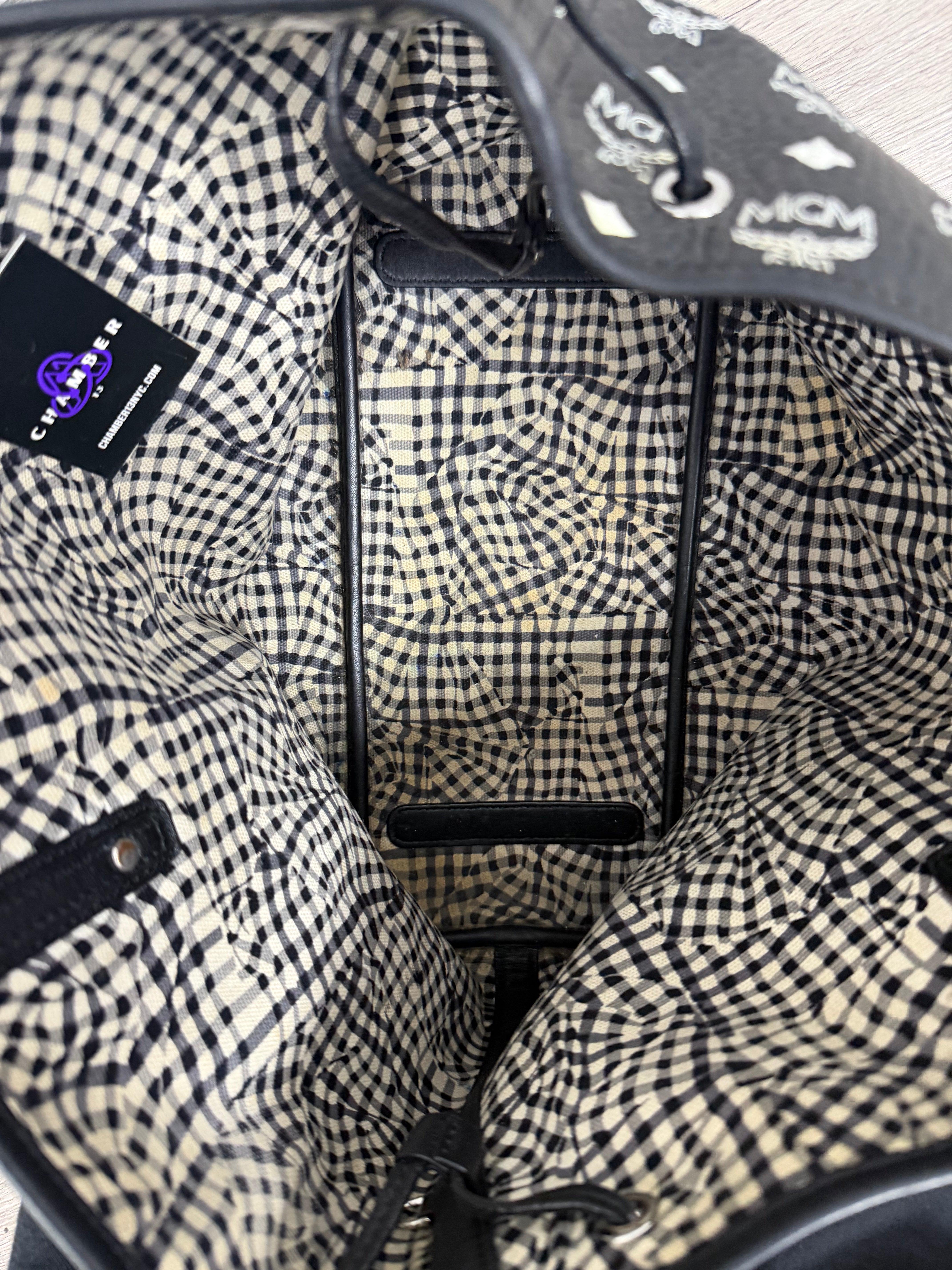 MCM Black White Monogram Tote Bag