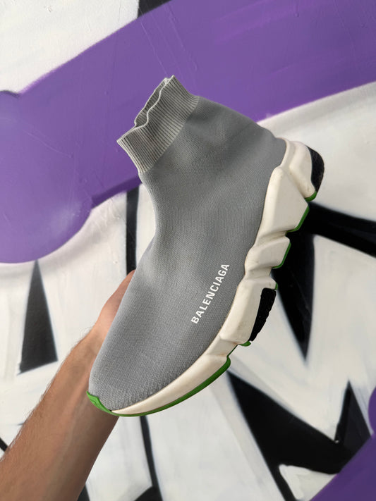 Balenciaga Speed Trainer Grey White Green Used No Box
