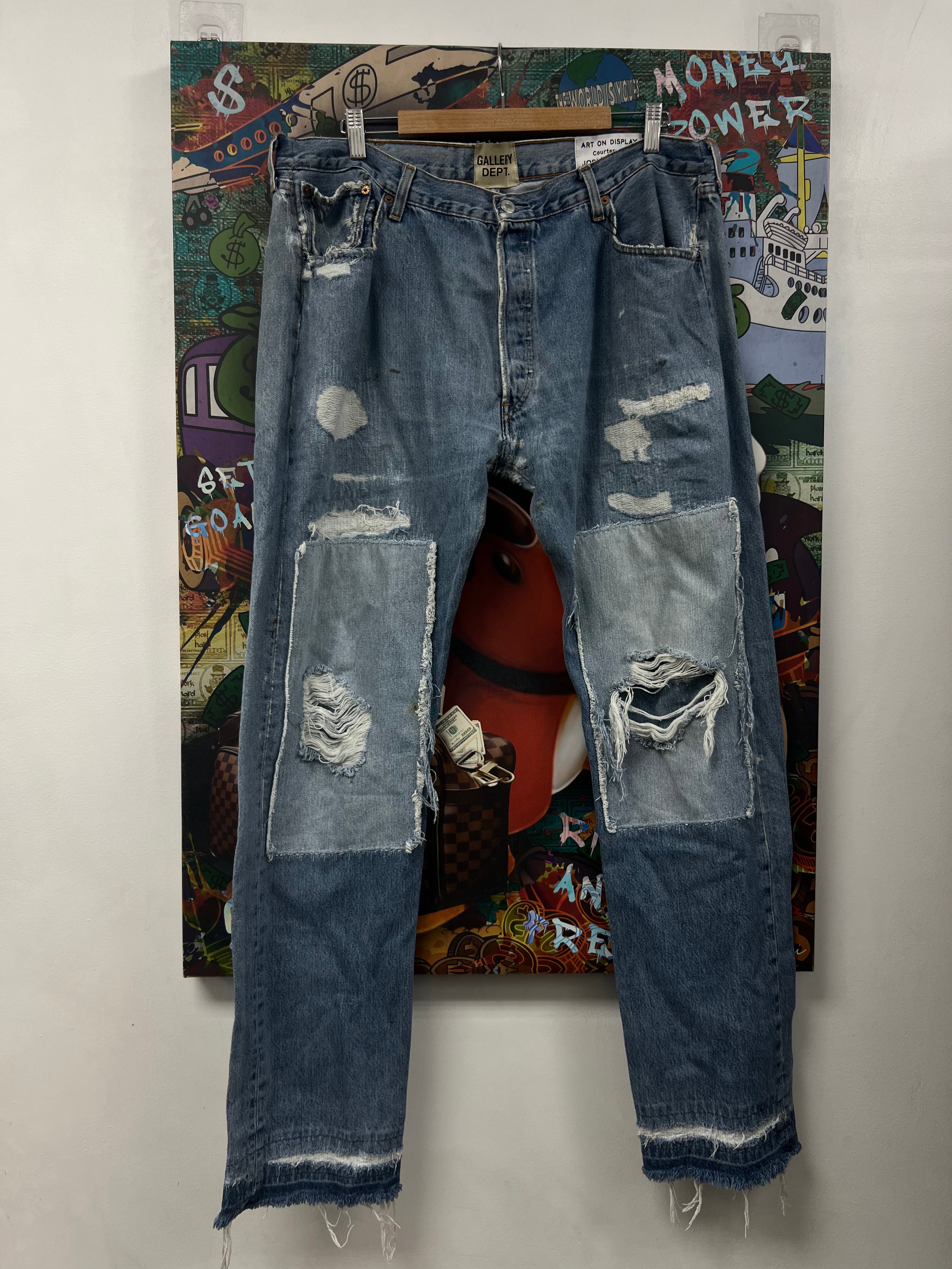 Gallery Dept Light Wash Distressed Flare Jeans