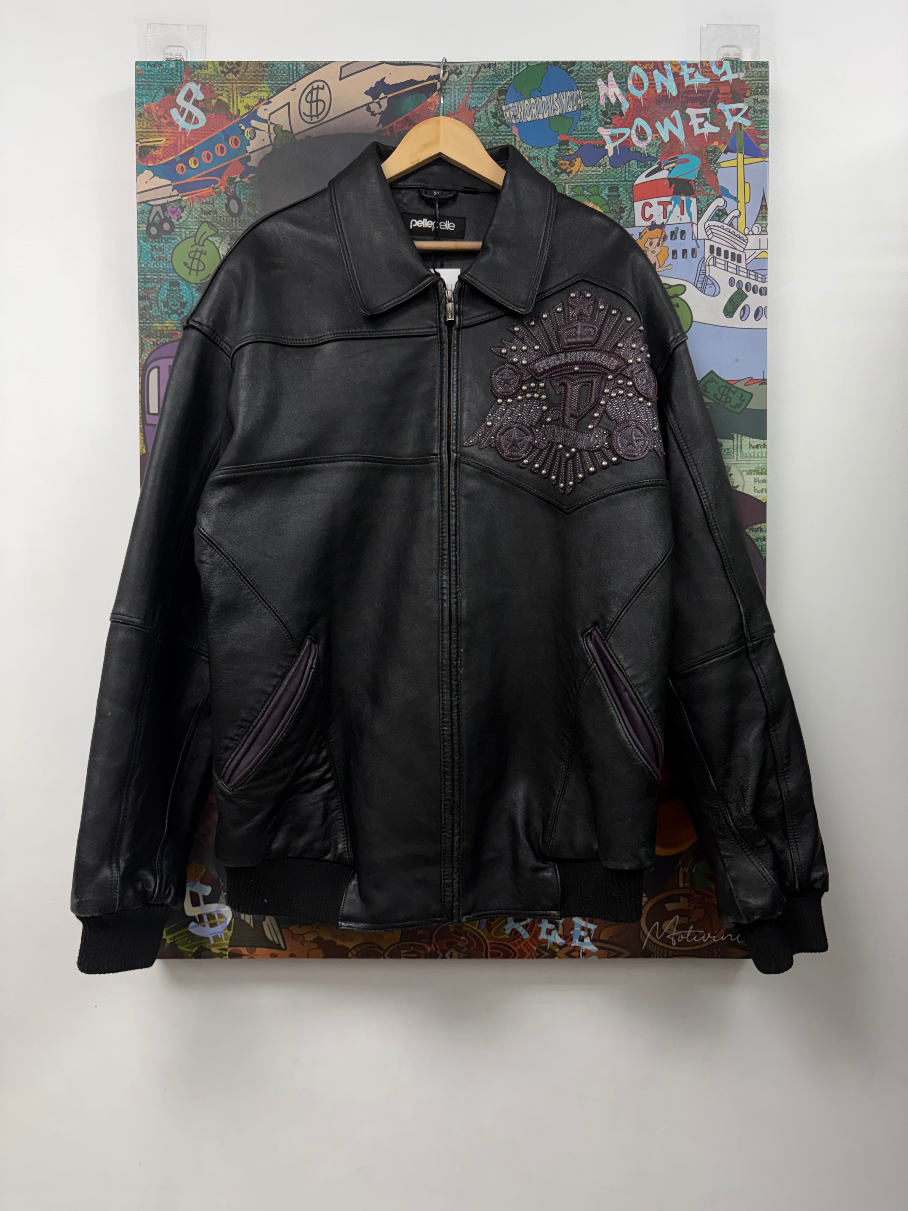 Avirex Black Purple Studded Varsity Jacket