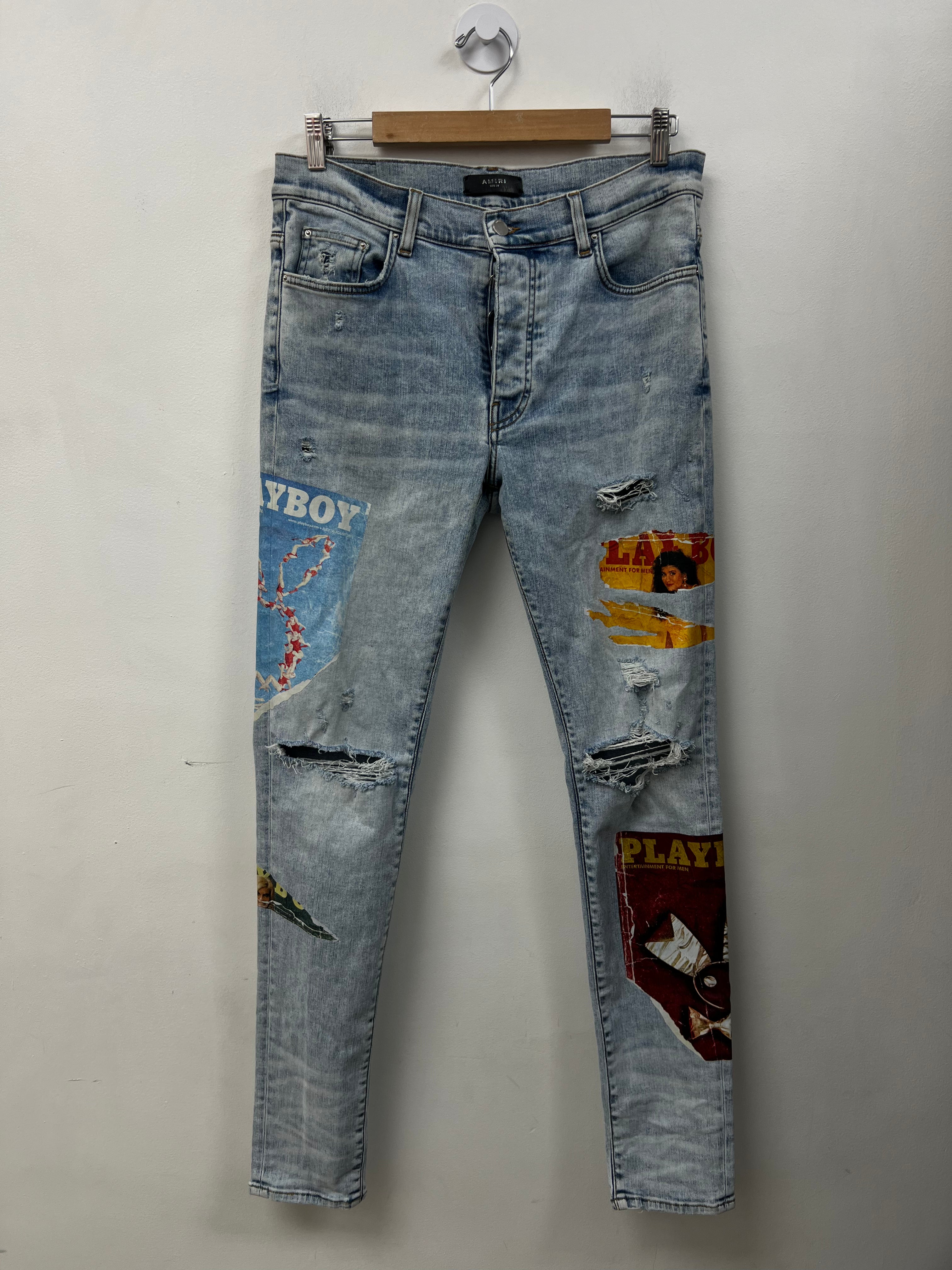 Amiri Light Wash Playboy Magazine Jeans