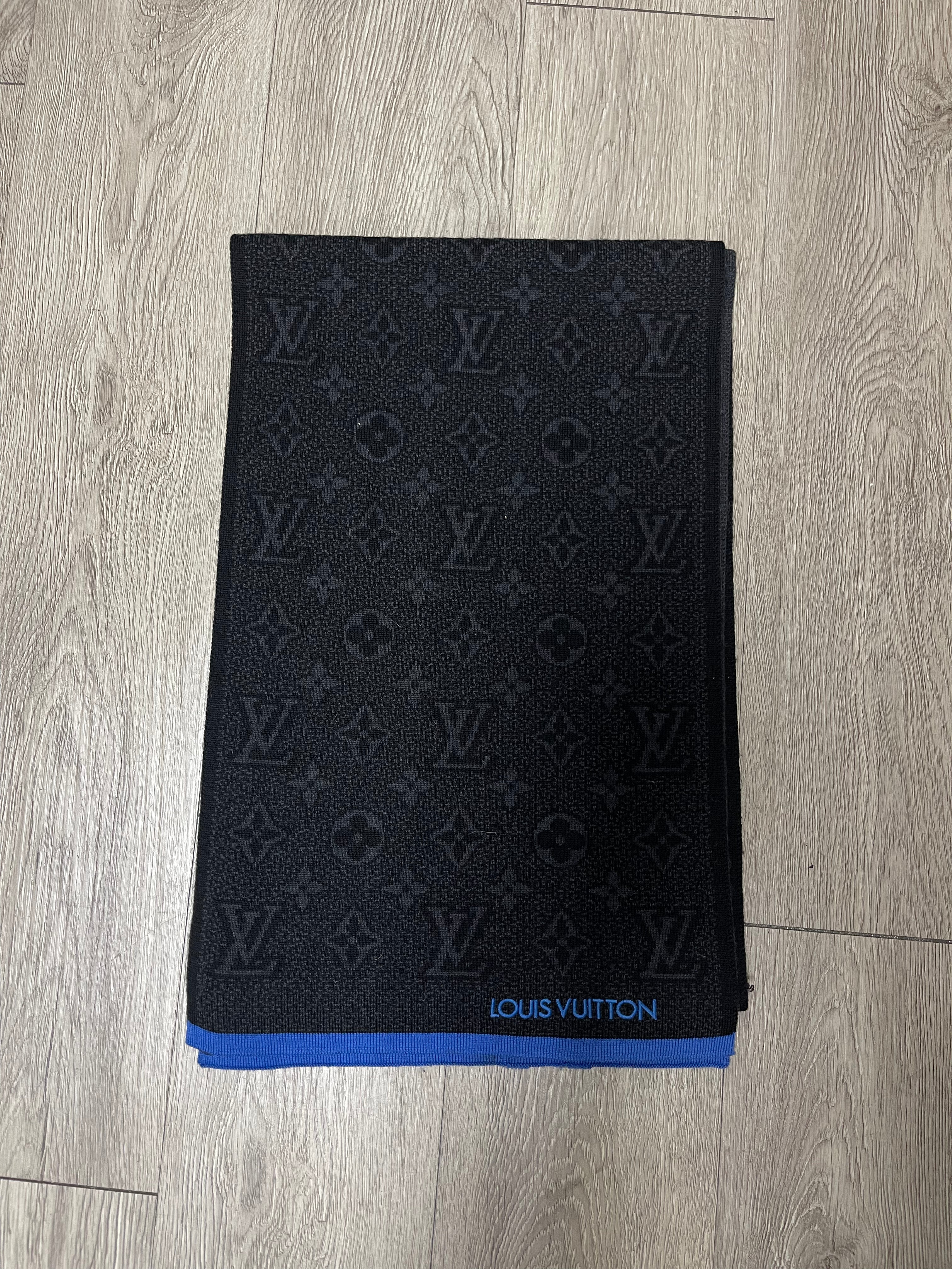 Louis Vuitton Black Blue Monogram Scarf
