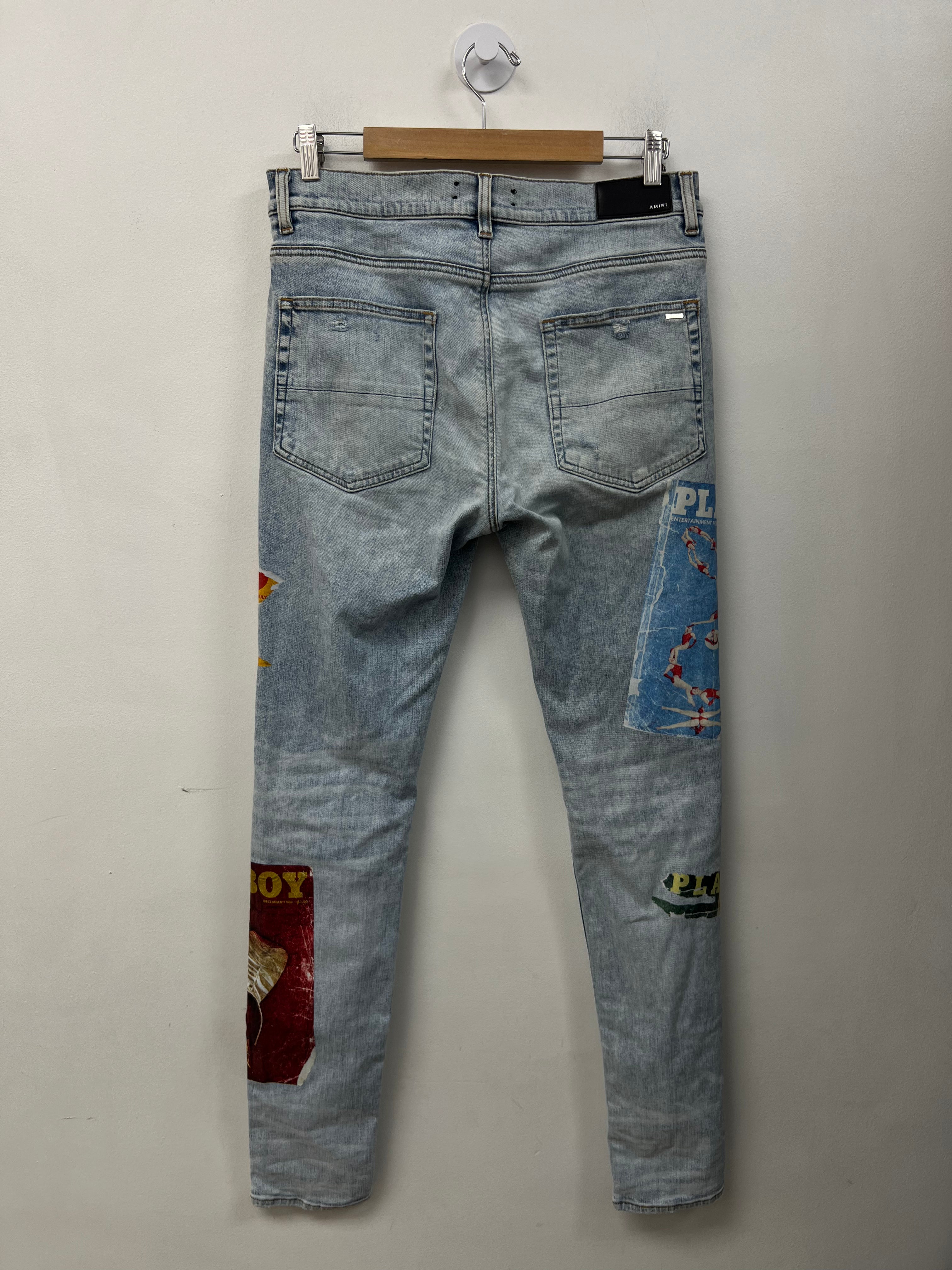 Amiri Light Wash Playboy Magazine Jeans