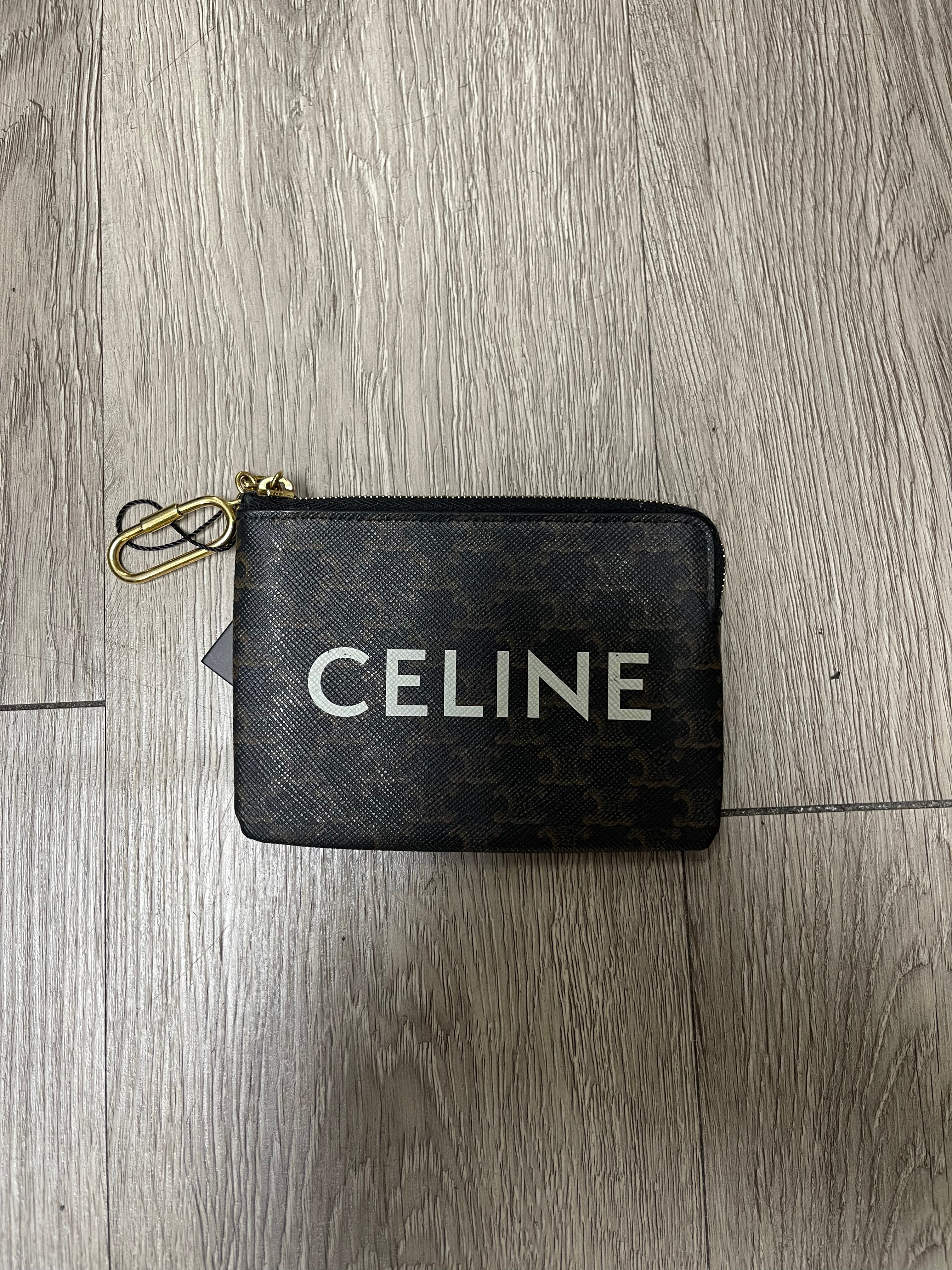 Celine Brown Triomphe Monogram Key Clip Pouch Accessories