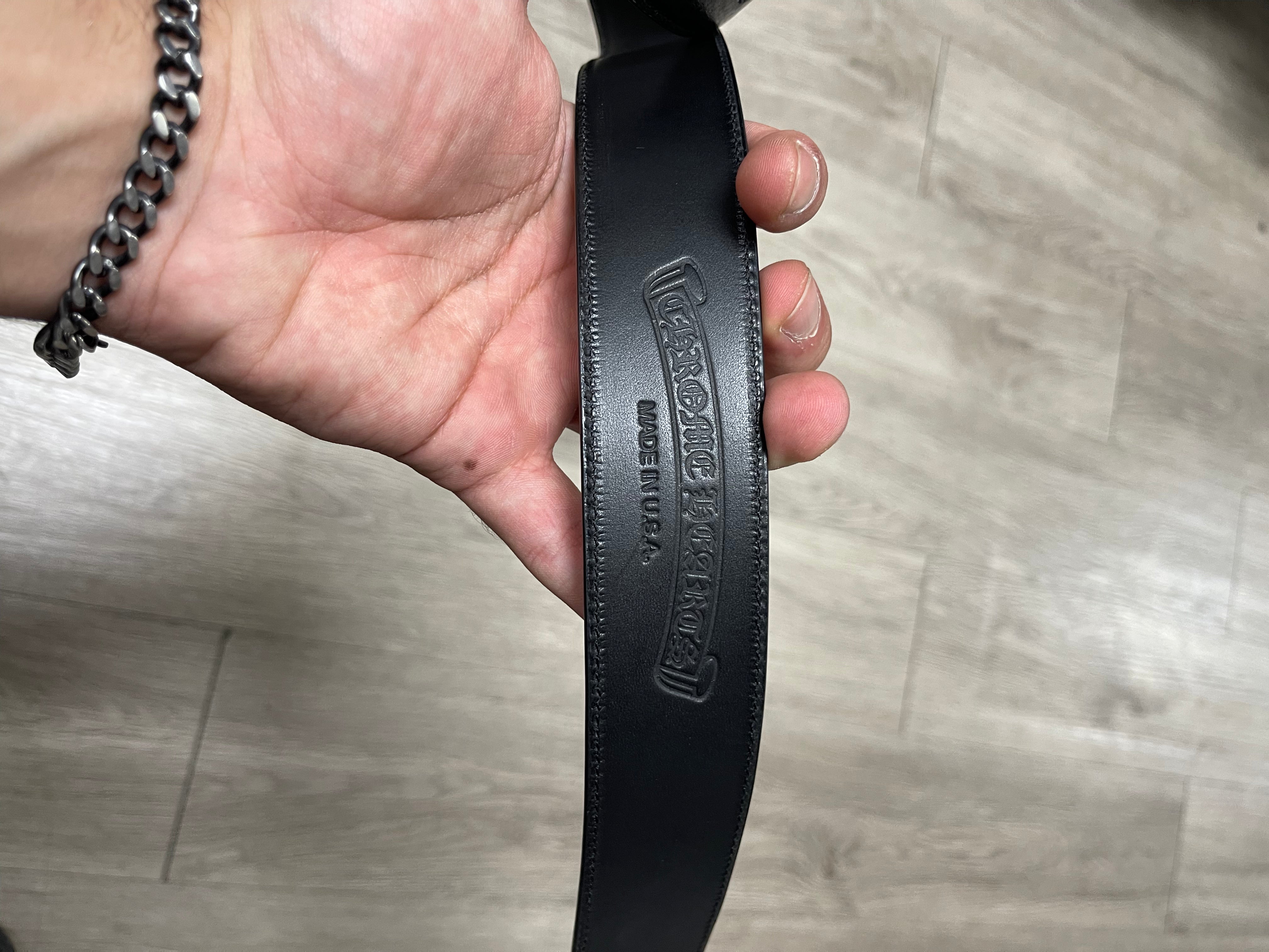 Chrome Hearts Black 1.5' Inch Strap Belt