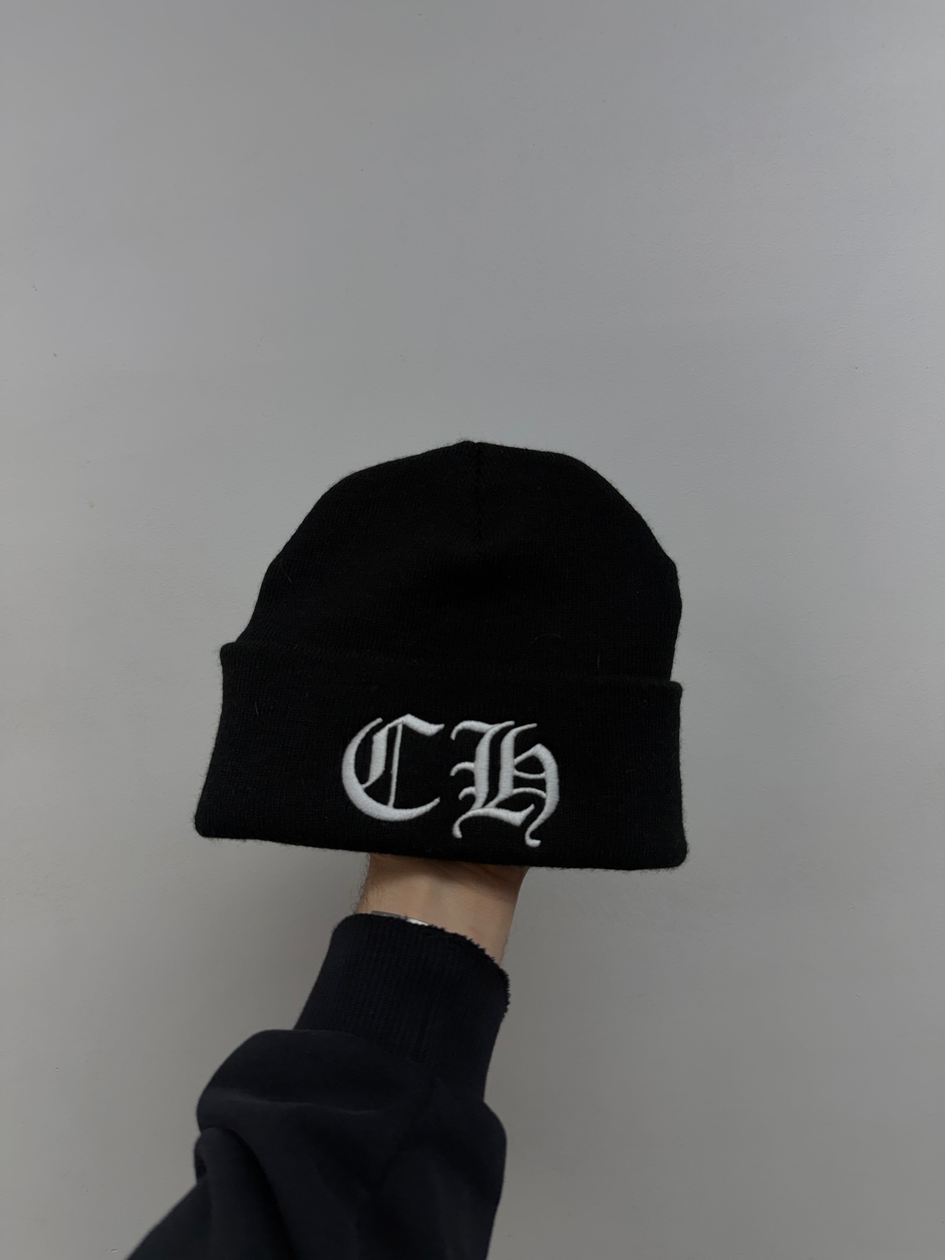 Chrome Hearts Black White CH Logo Beanie