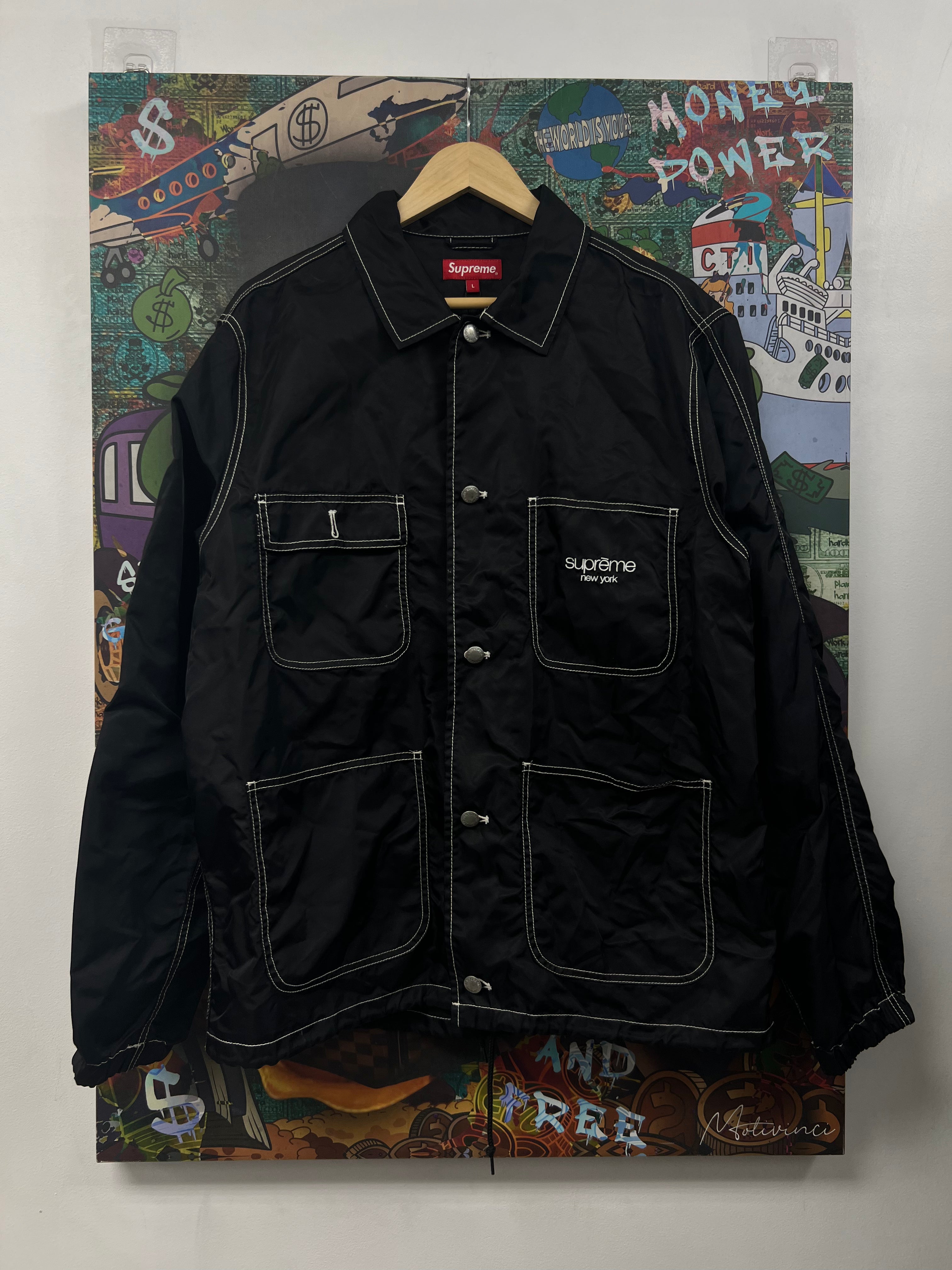 Supreme Black Nylon Classic Logo Button Up