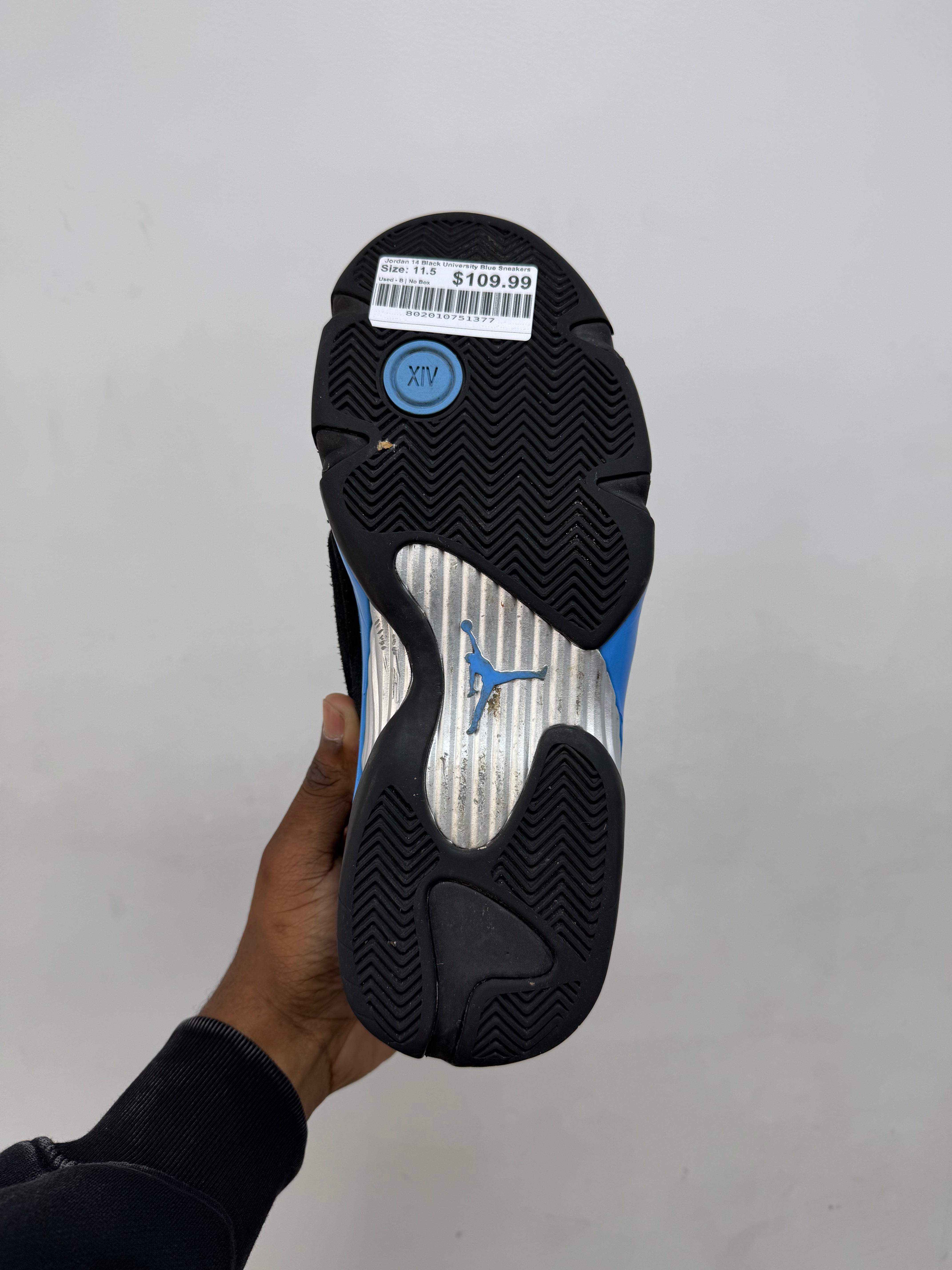 Jordan 14 Black University Blue Sneakers