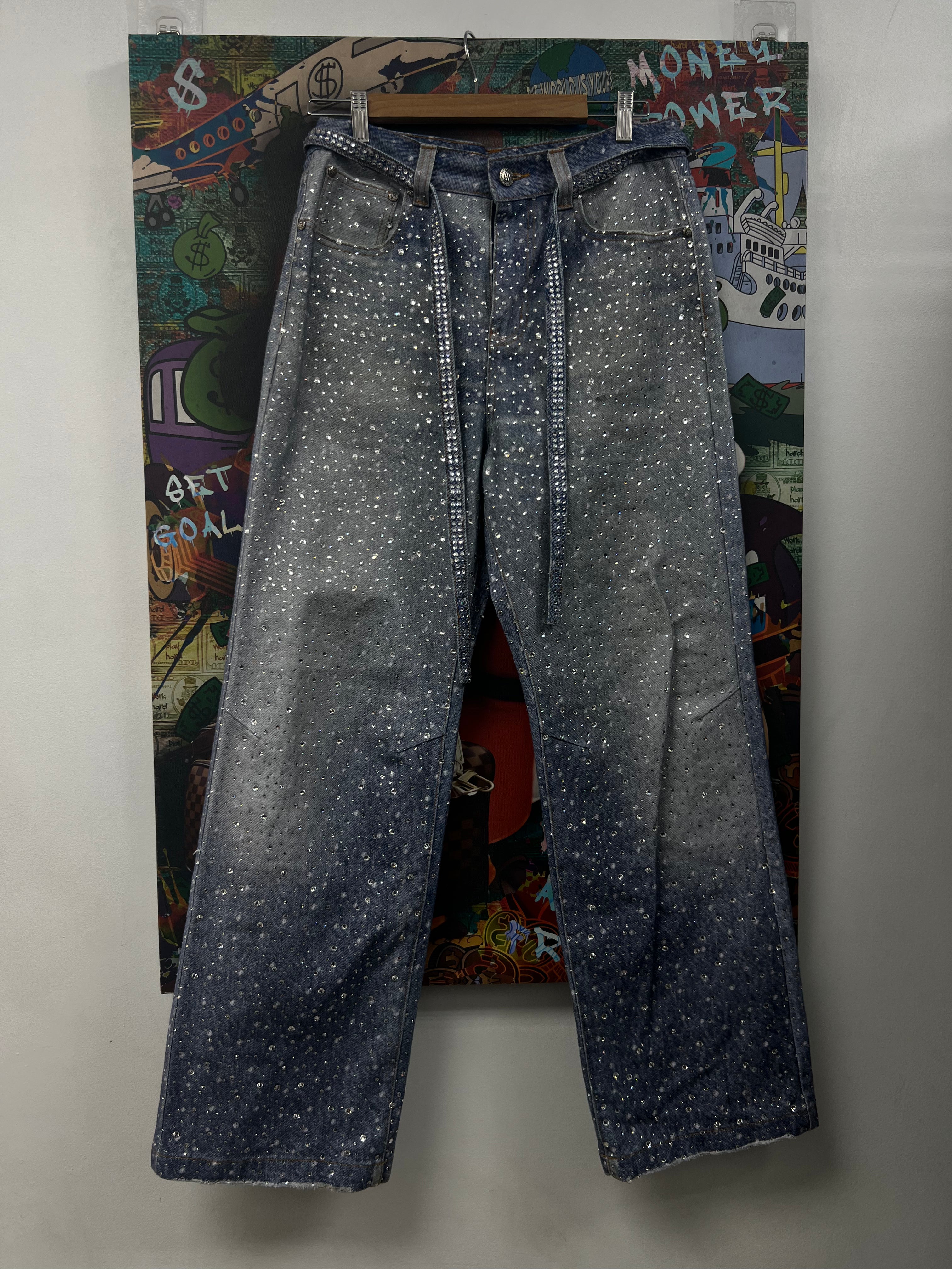Birth Of A Royal Child Light Wash Rhinestone Jeans