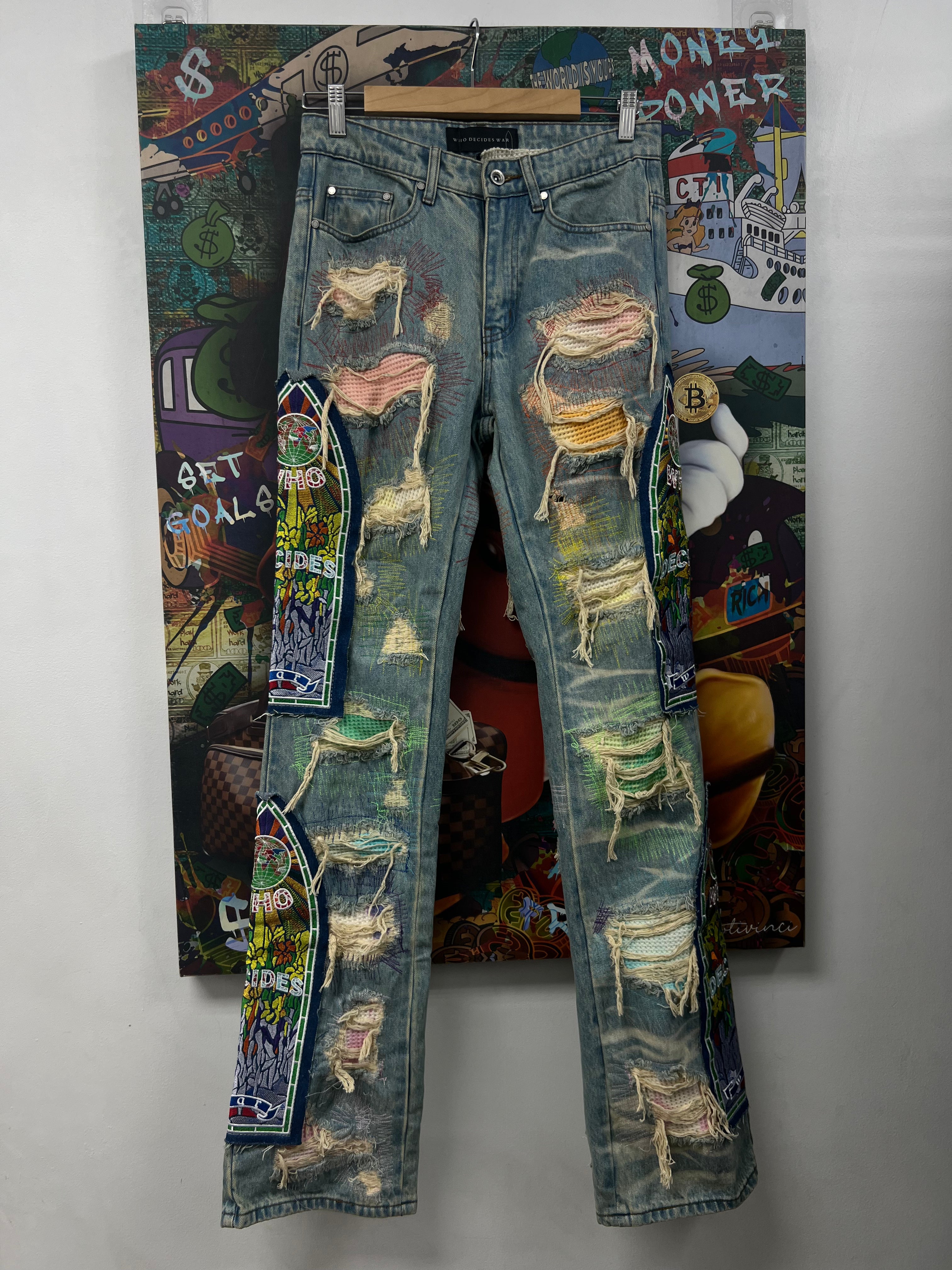 Who Decides War Light Wash Stained Glass Roygbiv Denim Jeans