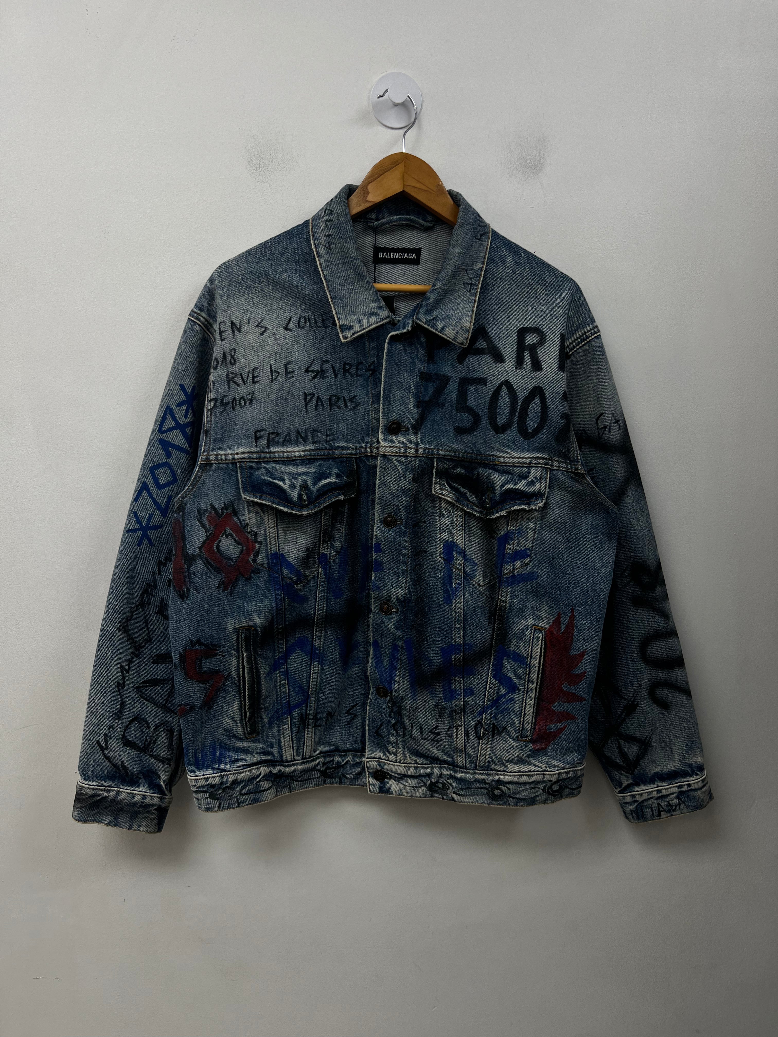 Balenciaga Deep Indigo Graffiti Denim Jacket