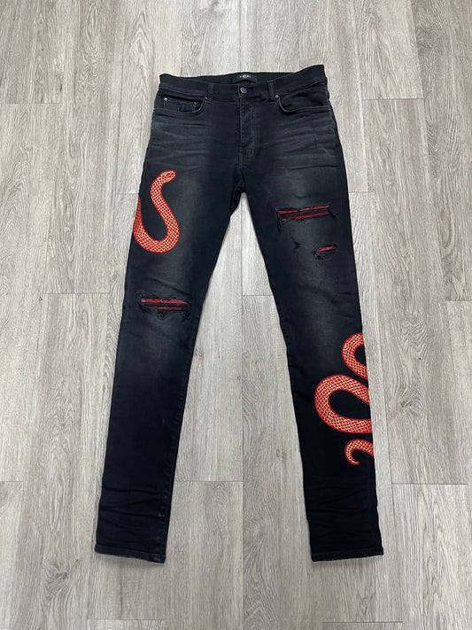 Amiri Black Red Snake Lunar Year Jeans