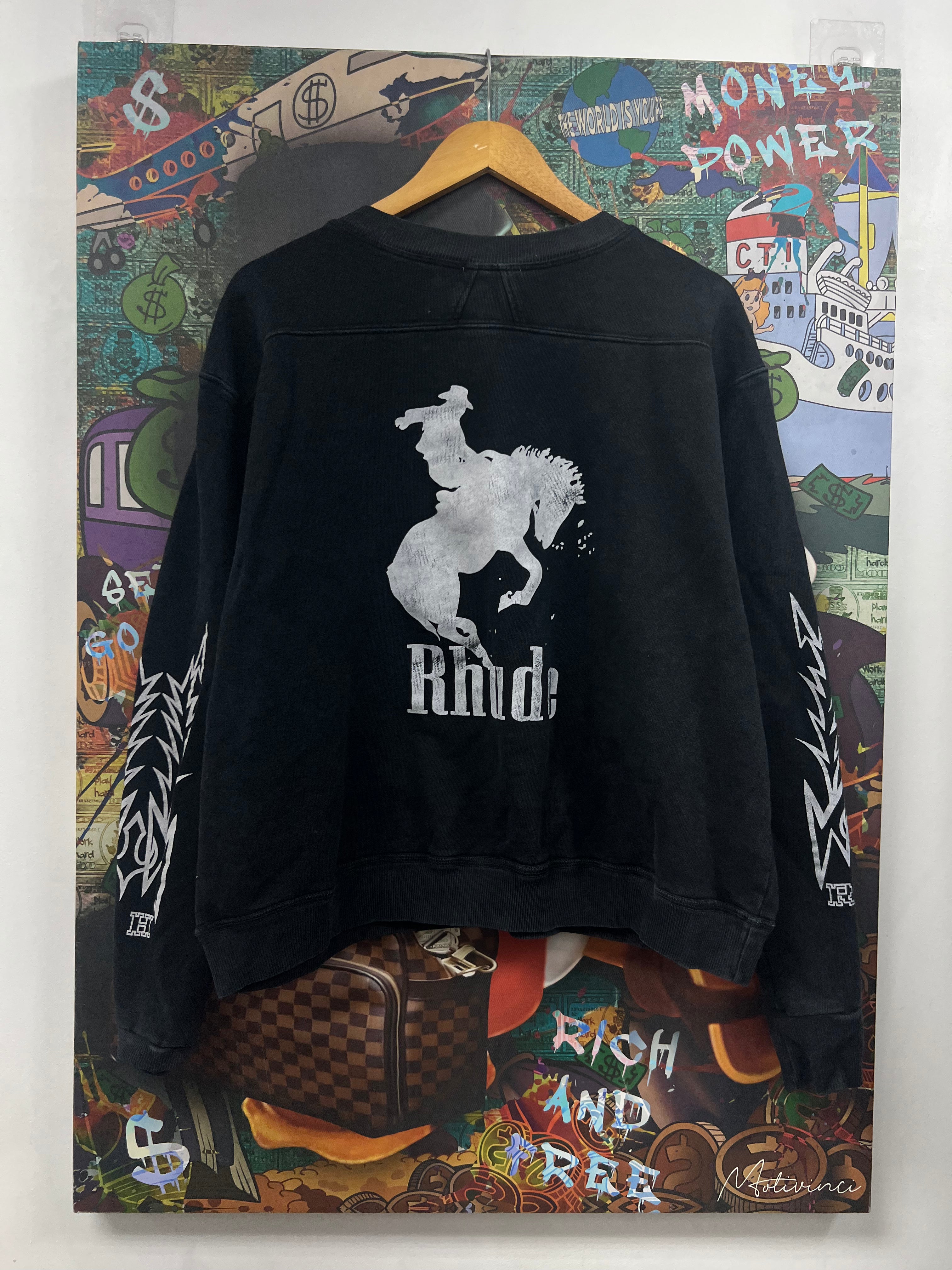 Rhude Black Wash Horse Crewneck