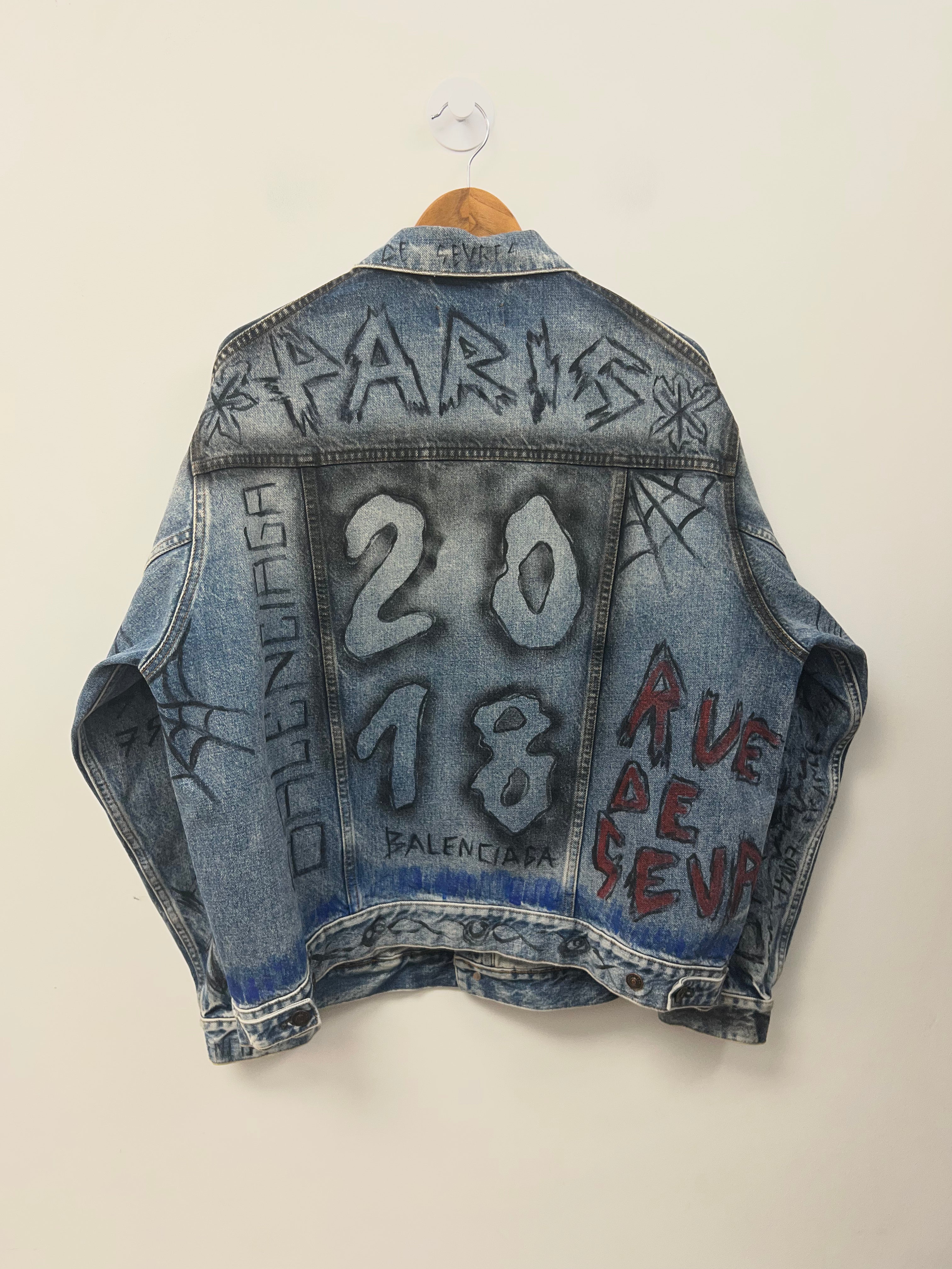 Balenciaga Deep Indigo Graffiti Denim Jacket
