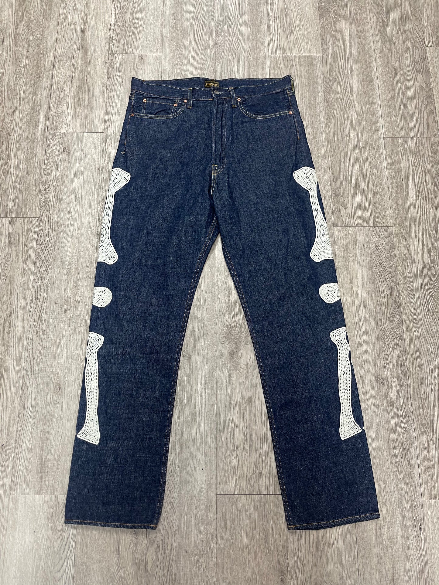 Kapital Navy Selvedge Bone Denim Jeans