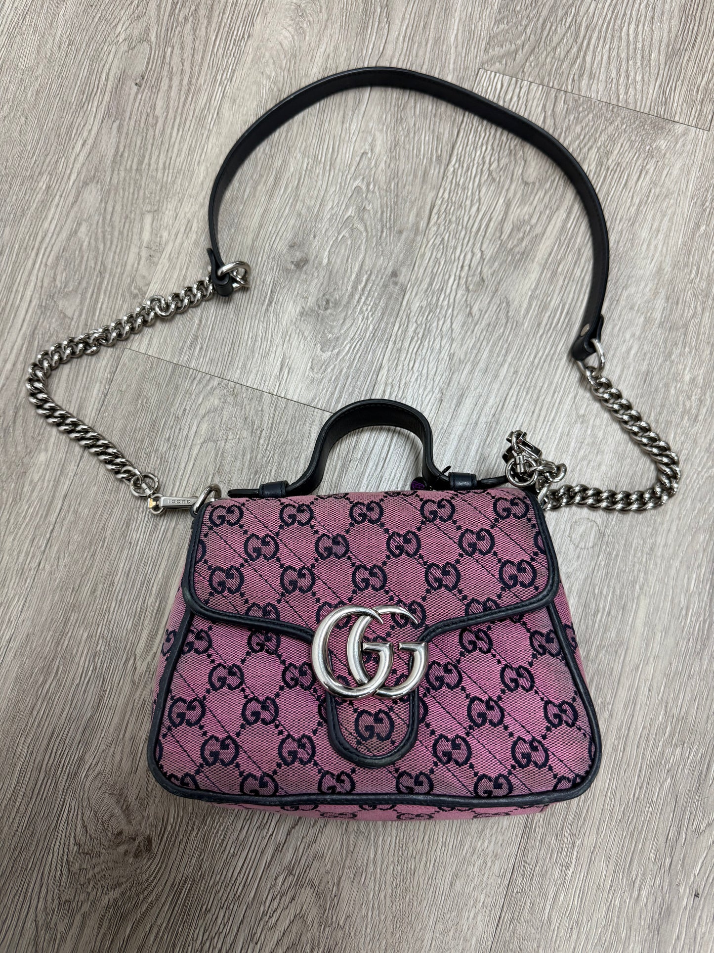 Gucci GG Canvas Marmont Mini Pink Bag Used No Box