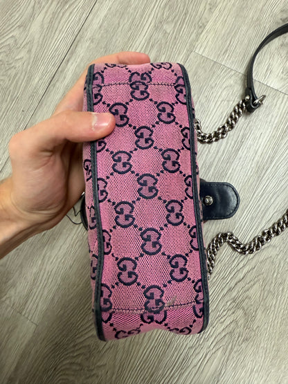 Gucci GG Canvas Marmont Mini Pink Bag Used No Box