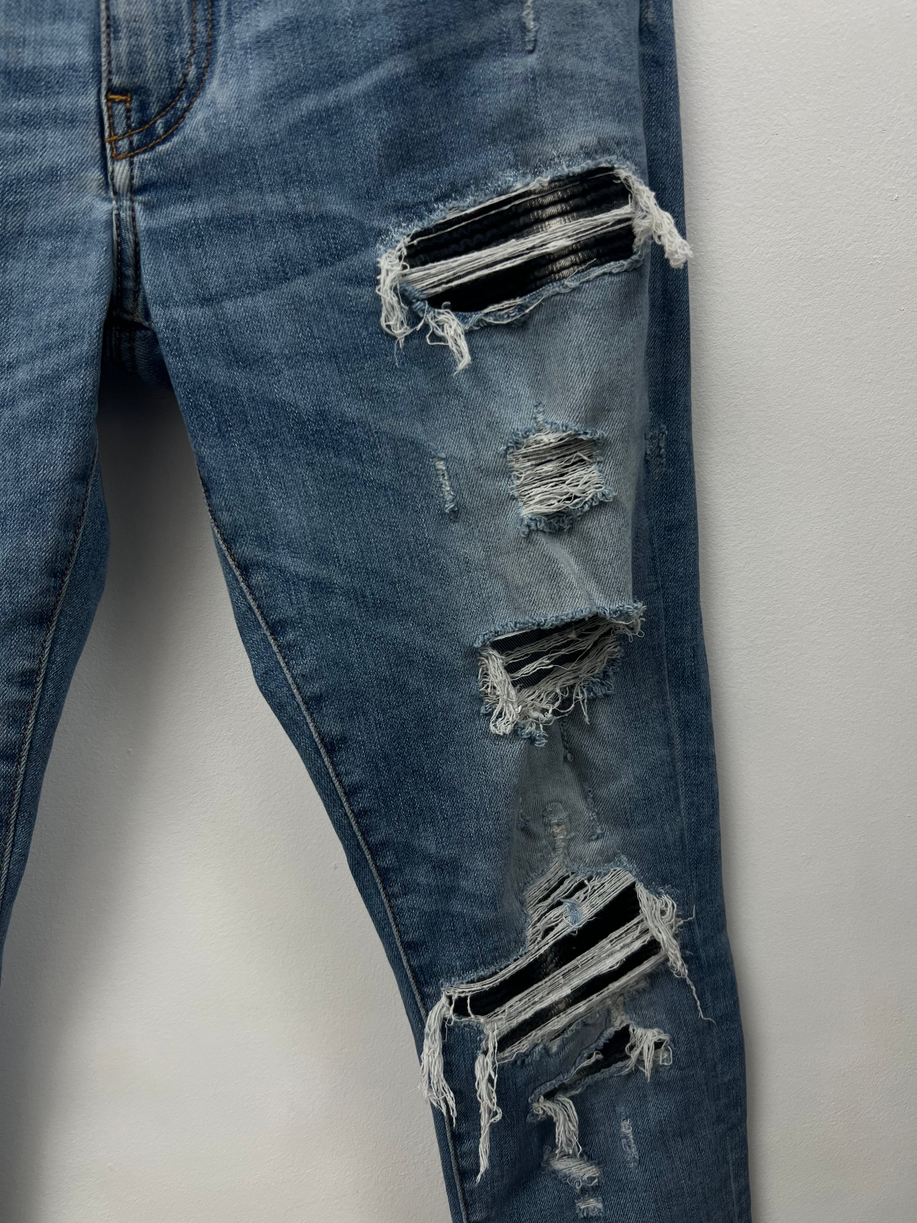 Amiri MX1 Light Wash Black White Patch (Old Season Zipper) Jeans