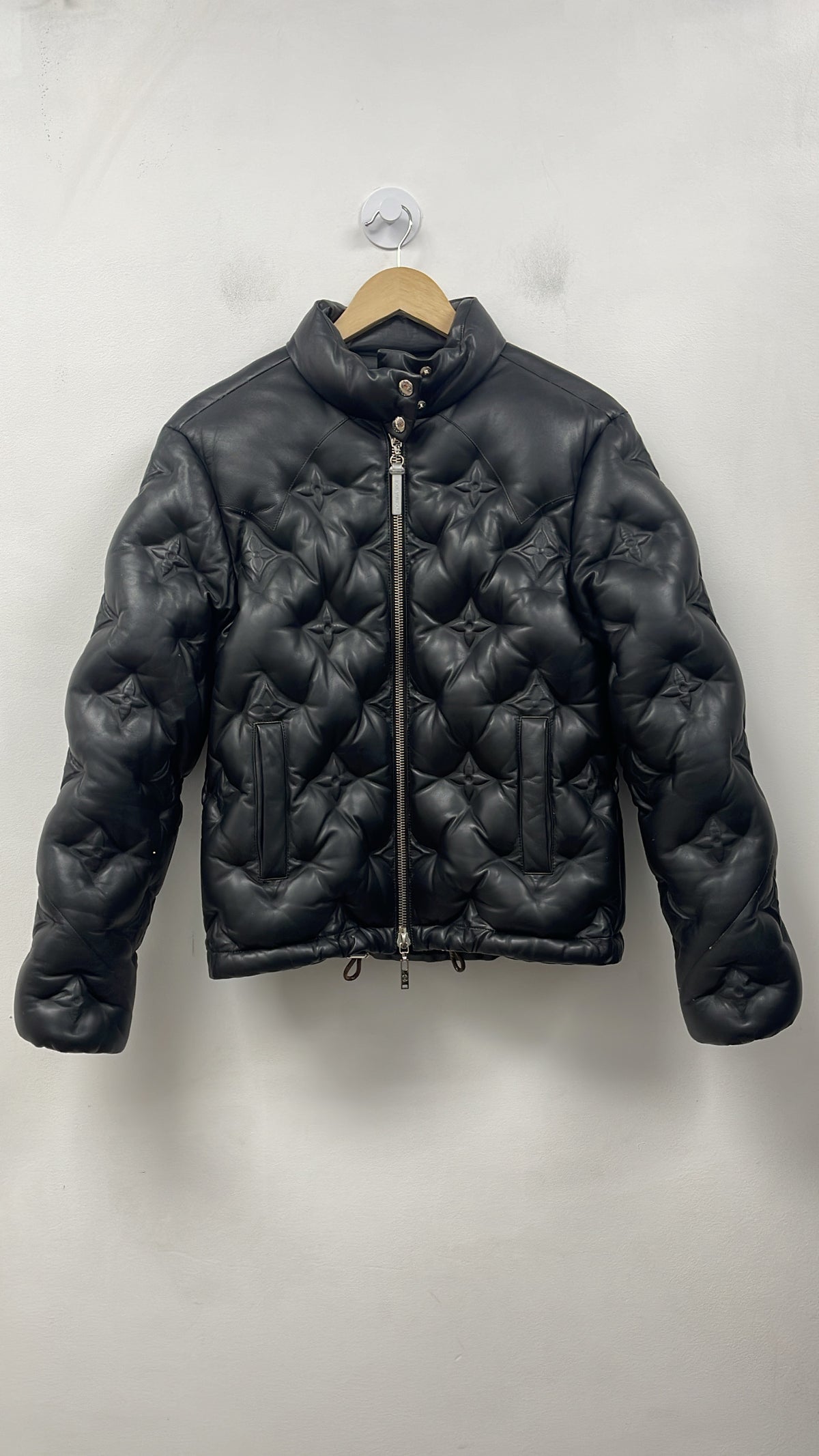 Louis Vuitton Leather Monogram Cropped Puffer Jacket