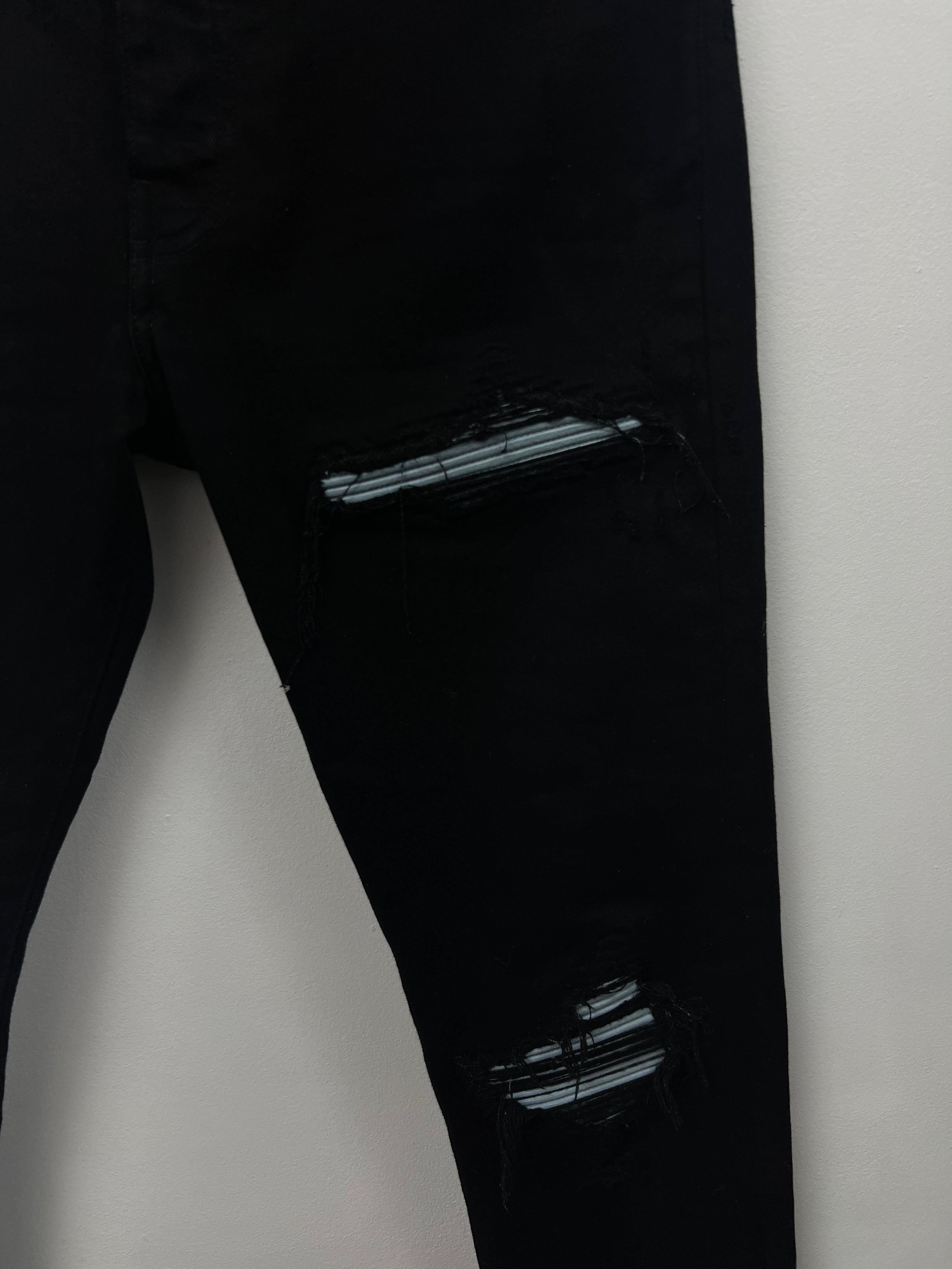 Amiri MX1 Black Baby Blue Suede Patch Jeans