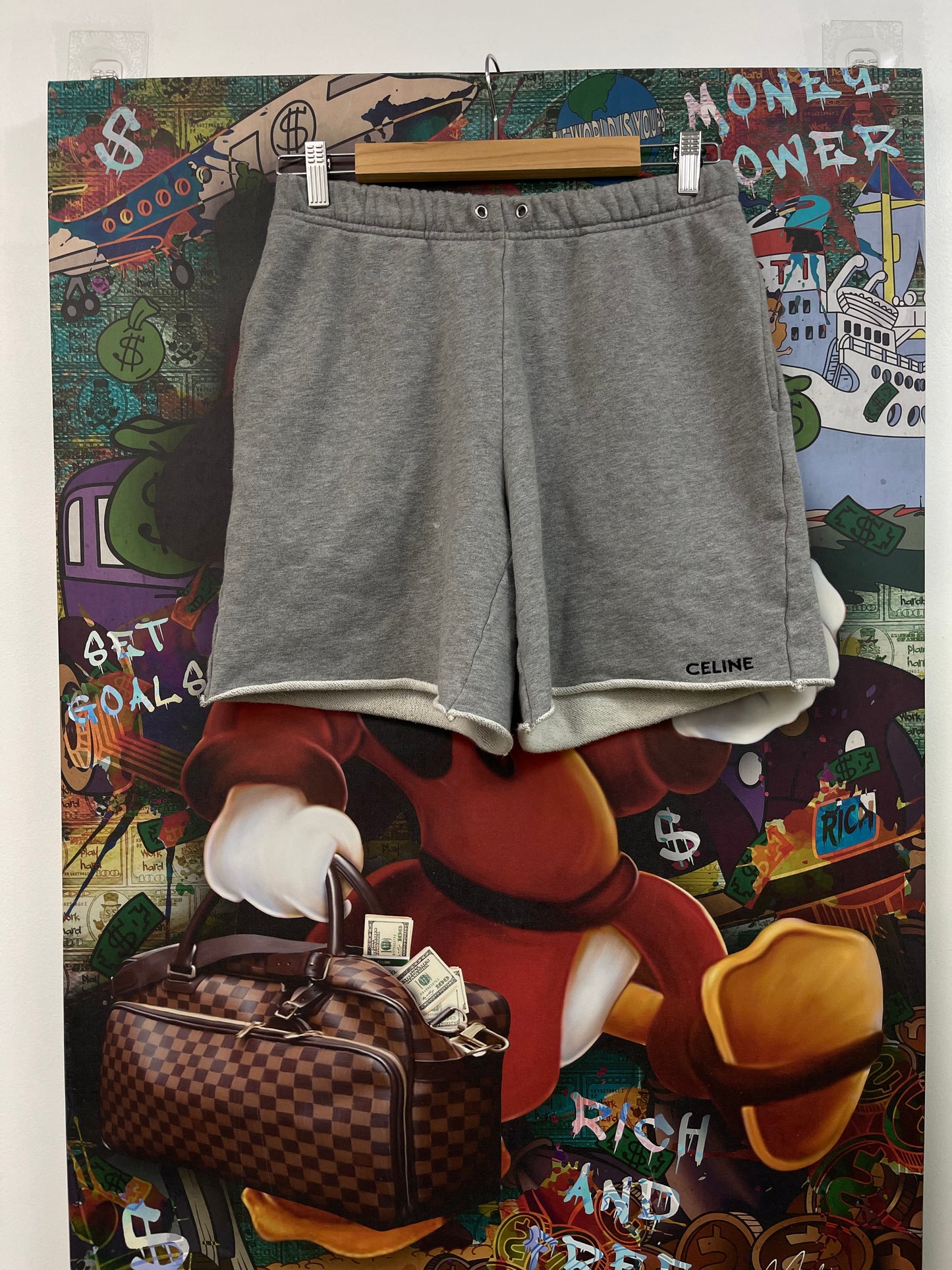 Celine Grey Spellout Shorts
