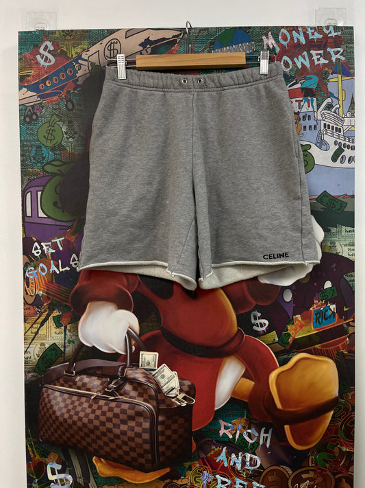 Celine Grey Spellout Shorts