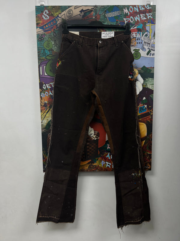 Gallery Dept Brown Splatter Flared (Altered Fits 32) Jeans