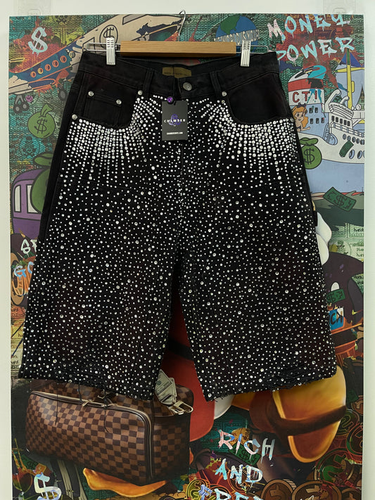Birth Of A Royal Child Black Double Knee Jean Shorts
