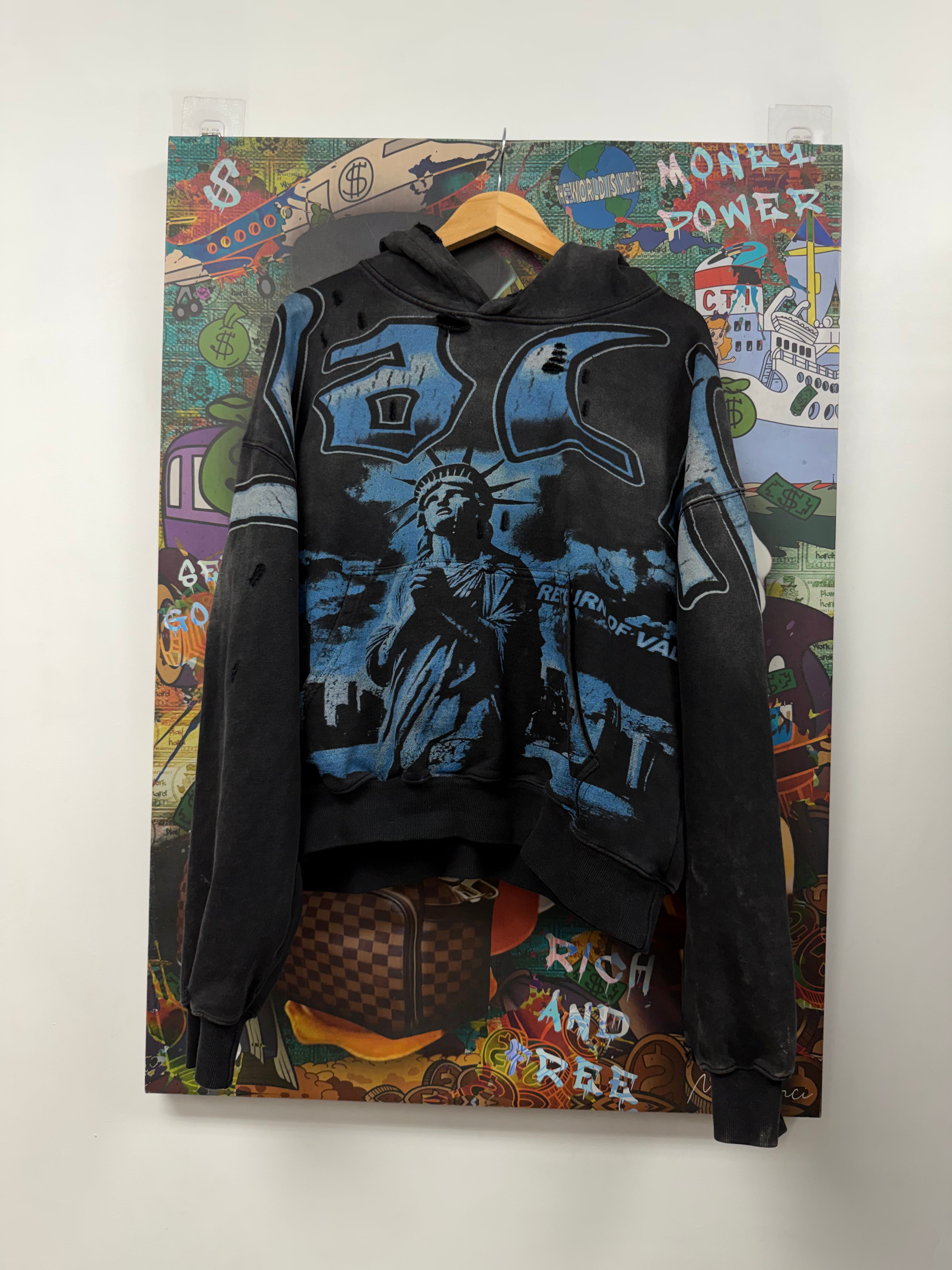 Vale Distressed Blue Liberty Hoodie