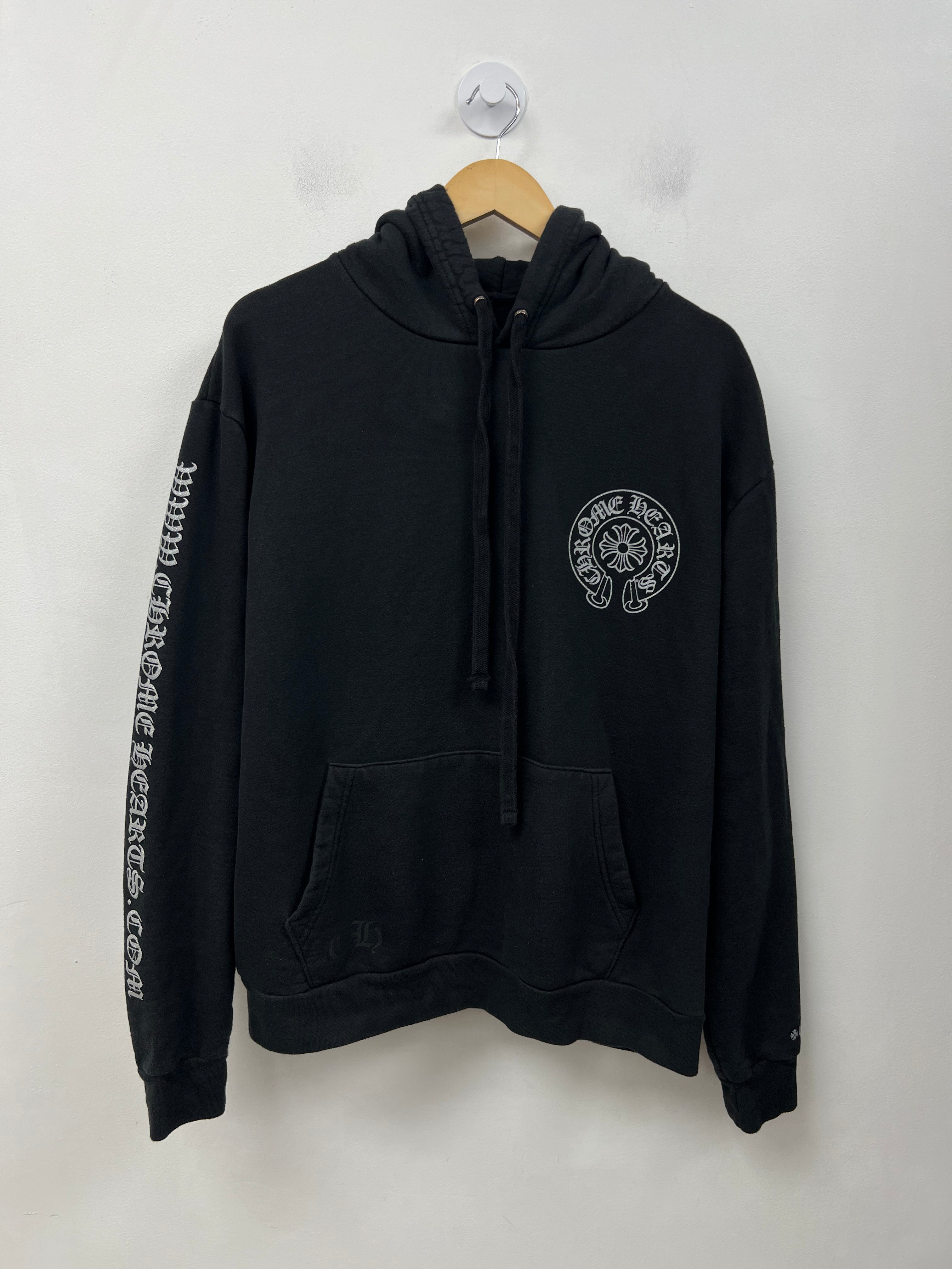 Chrome Hearts Black Silver Online Glitter Horseshoe Hoodie