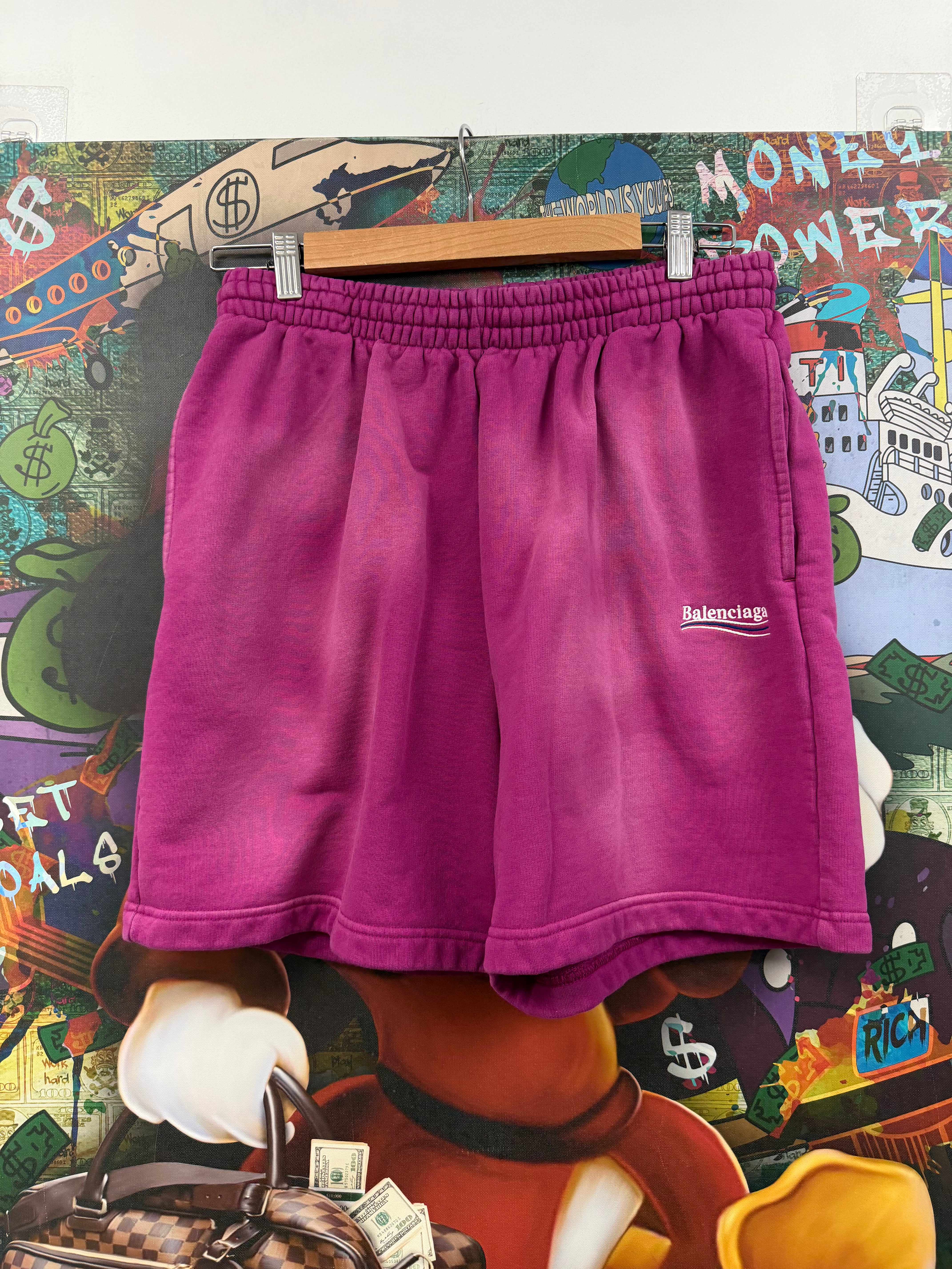 Balenciaga Purple Campaign Logo Shorts