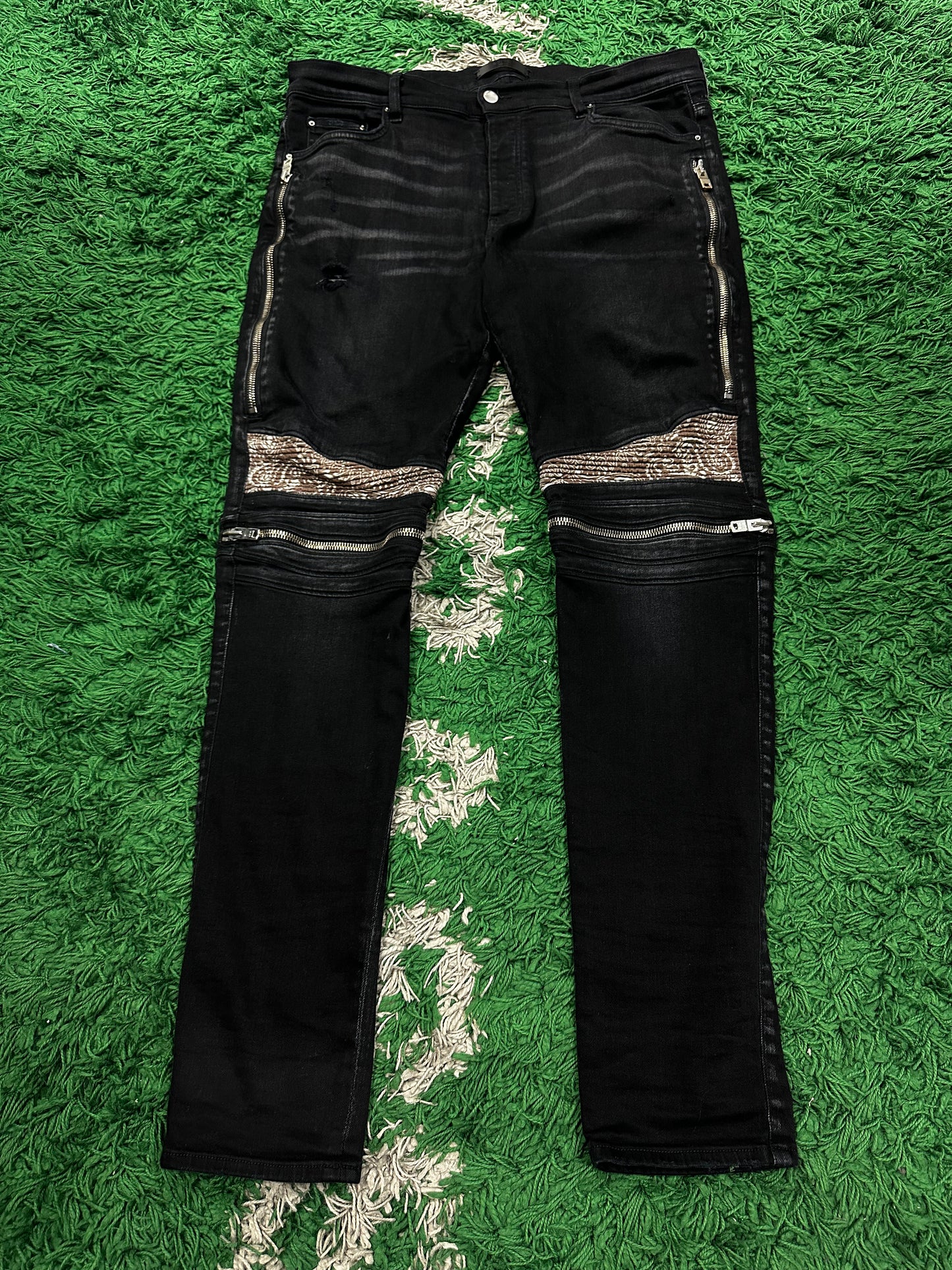 Amiri MX2 Black Brown Paisley Patch Used 36 N/A