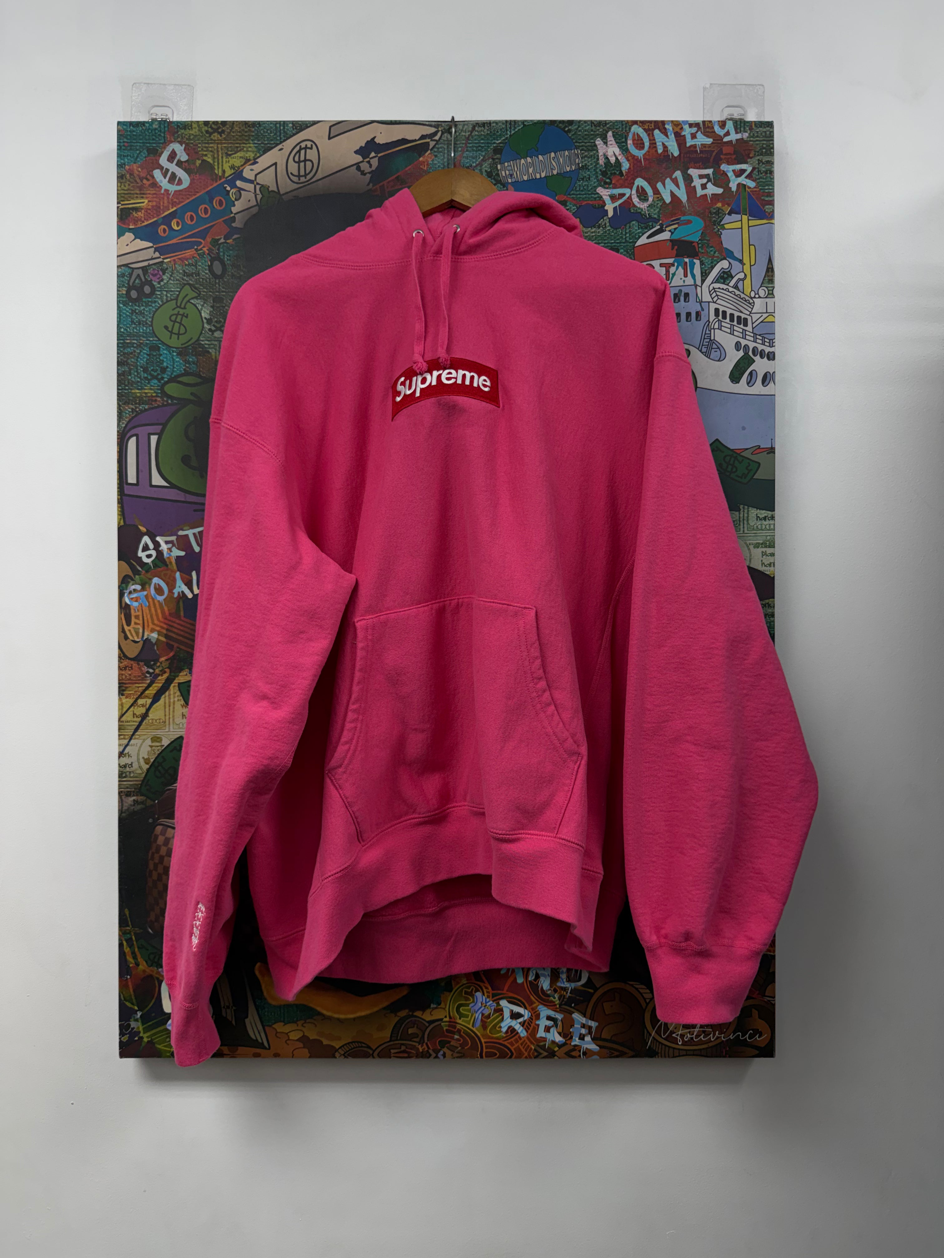 Supreme Pink Red Box Logo Hoodie