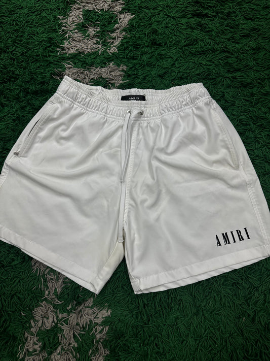 Amiri Core Logo Swim Trunks White Used Medium N/A