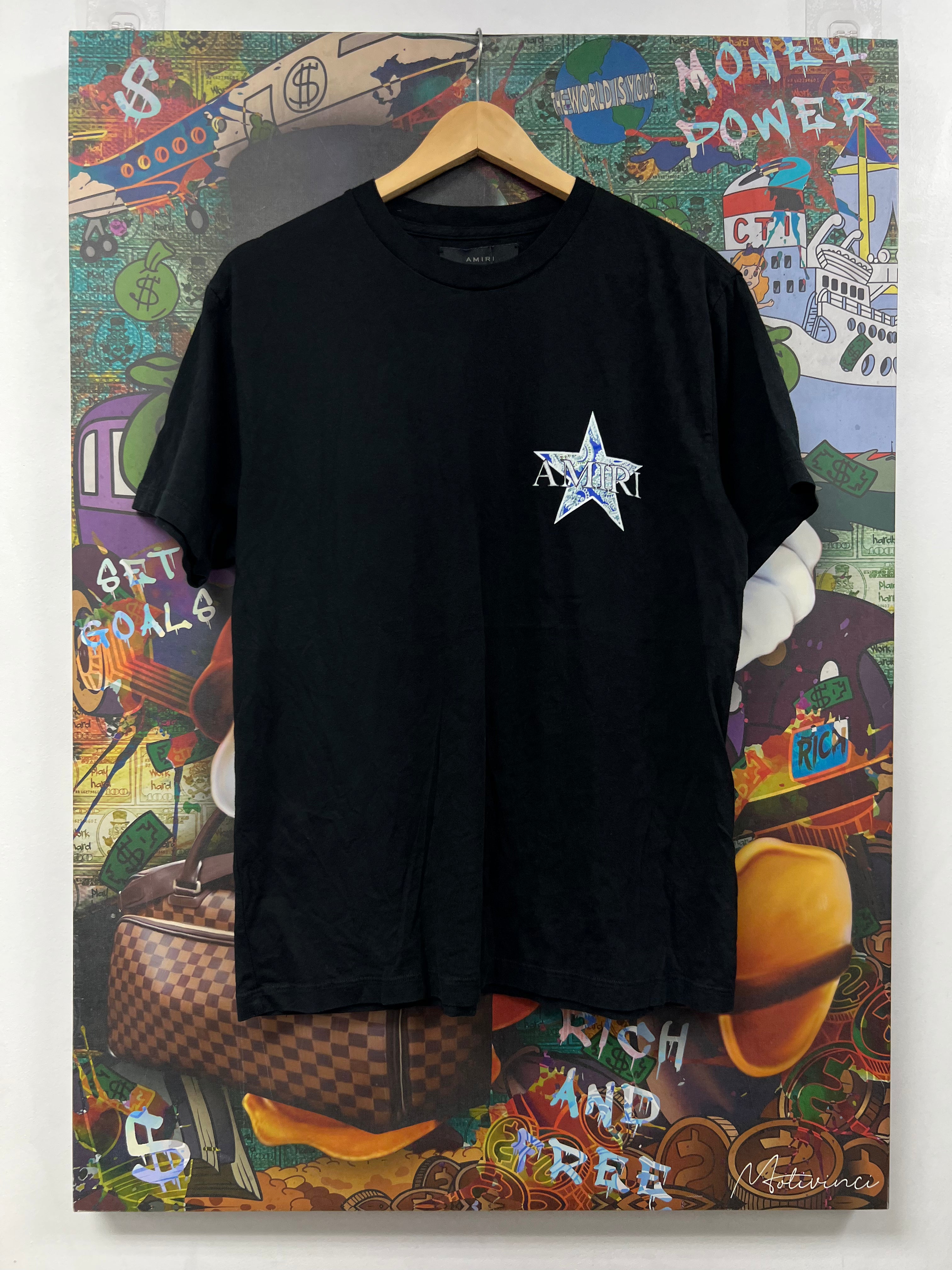 Amiri Black Blue Green Bandana Star Tee