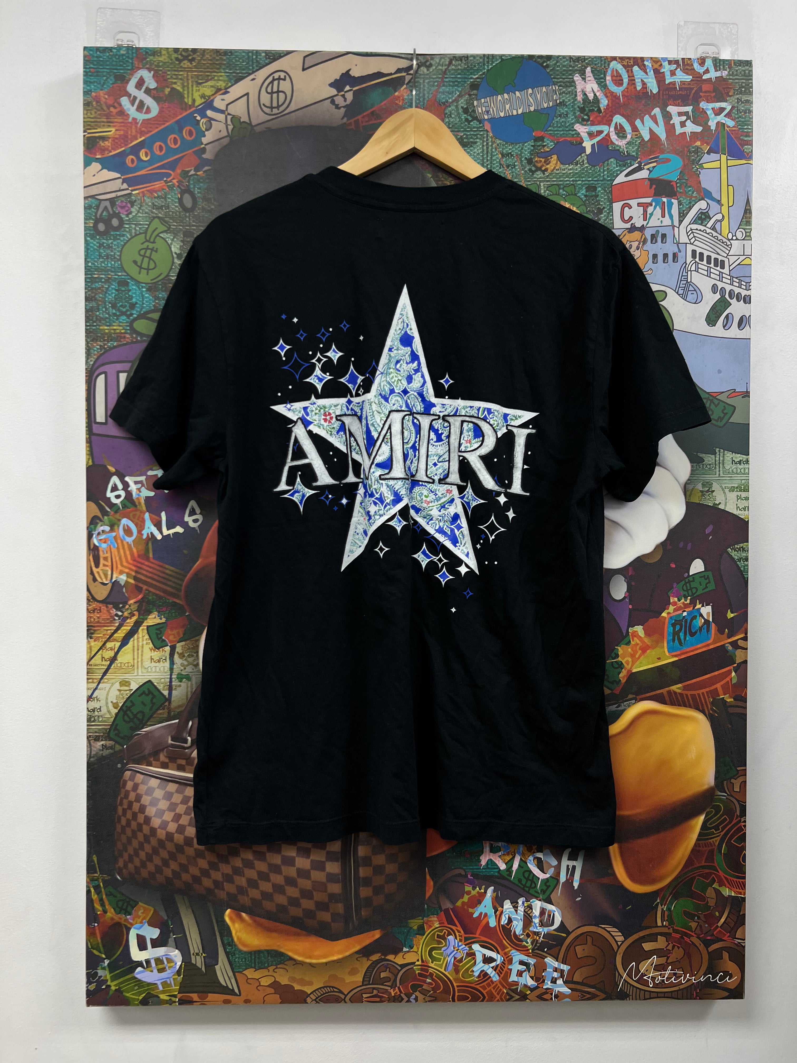 Amiri Black Blue Green Bandana Star Tee