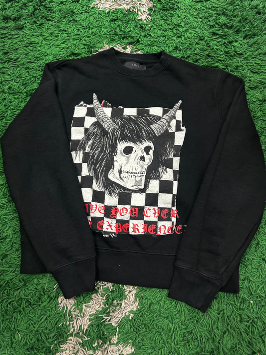 Amiri Wes Lang Black Skull Crewneck  Used Small N/A