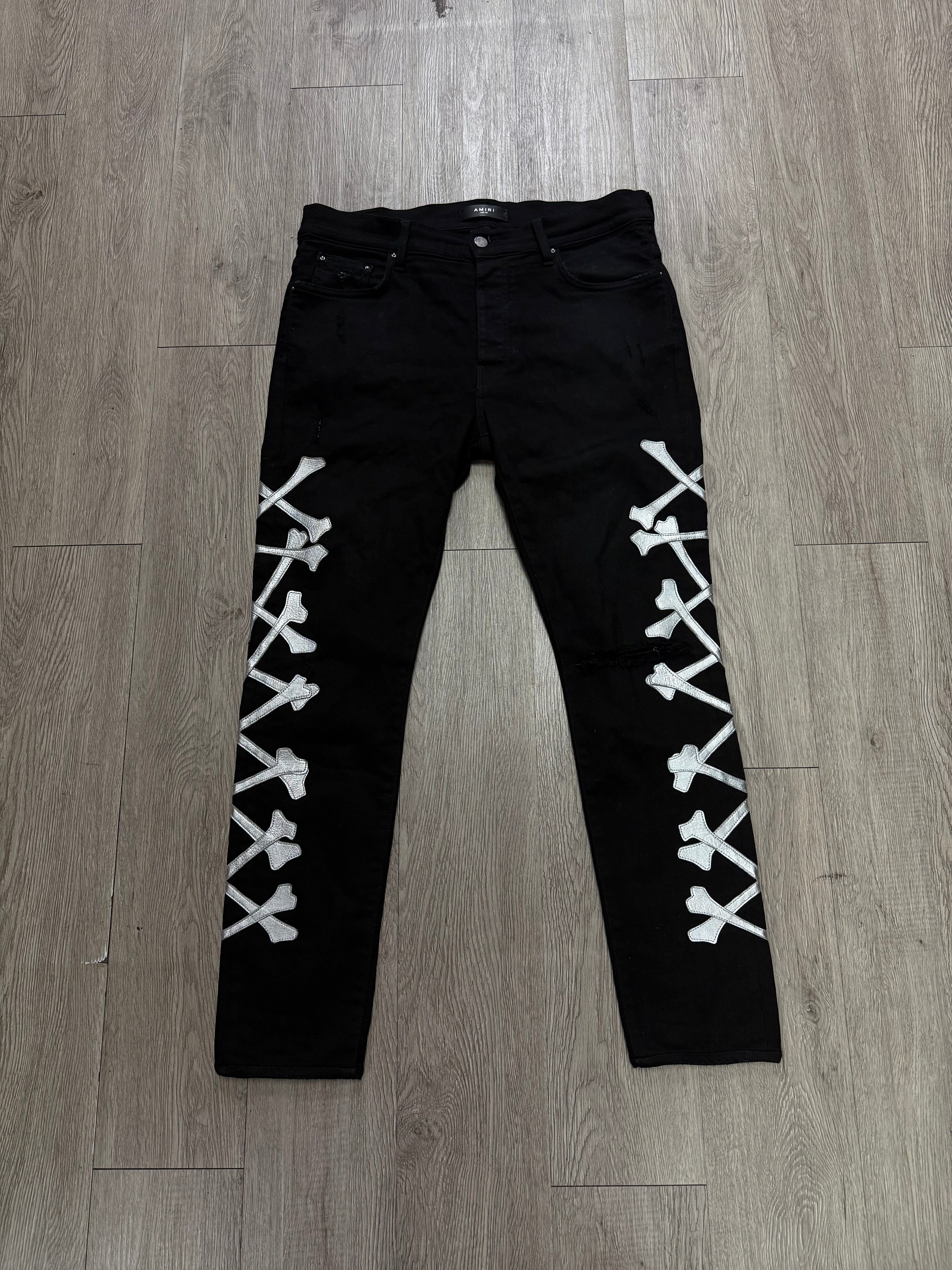 Amiri Black Silver Bones Jeans