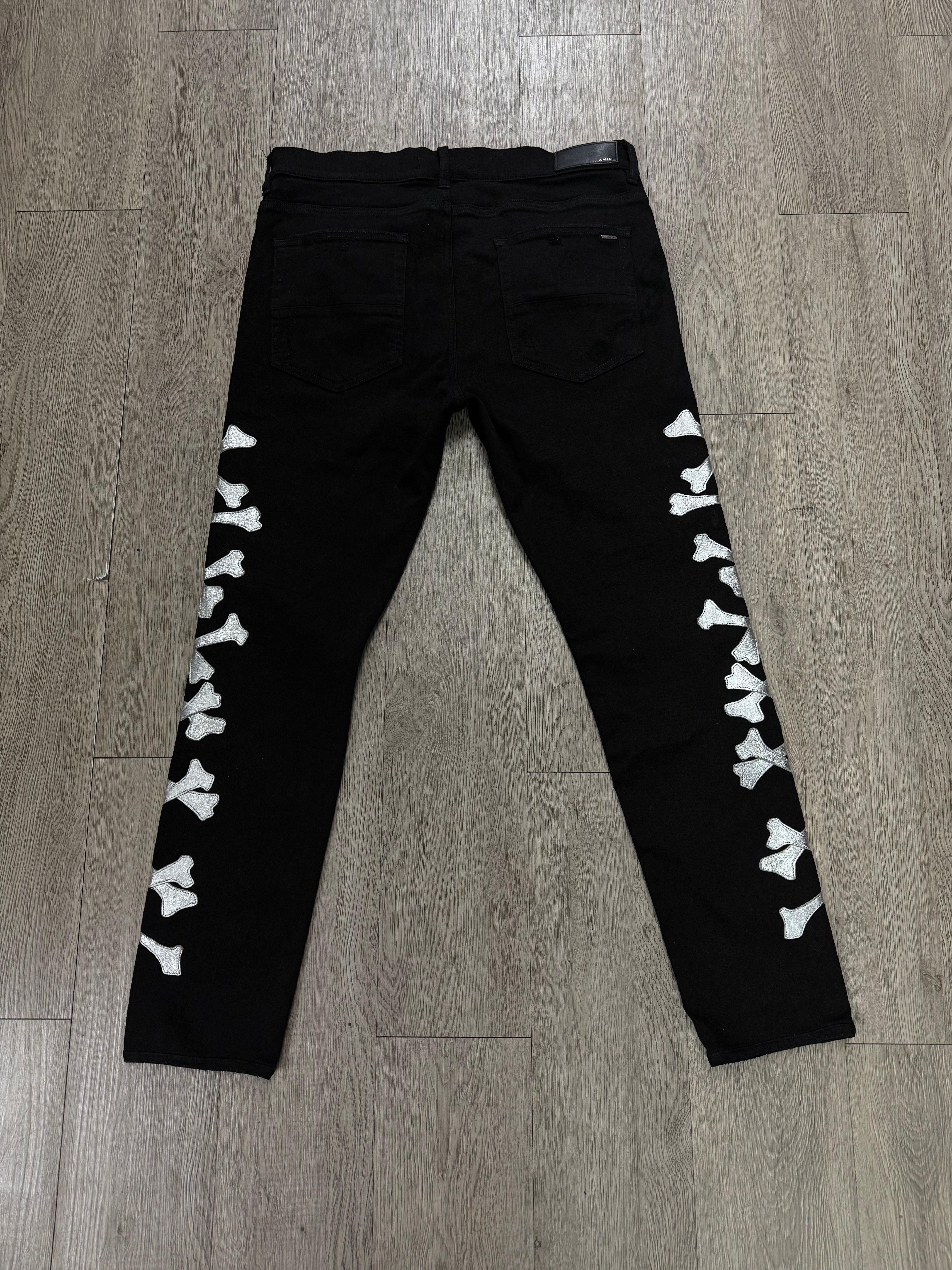 Amiri Black Silver Bones Jeans