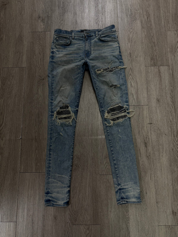 Amiri MX1 Vintage Wash Paisley Patch Jeans
