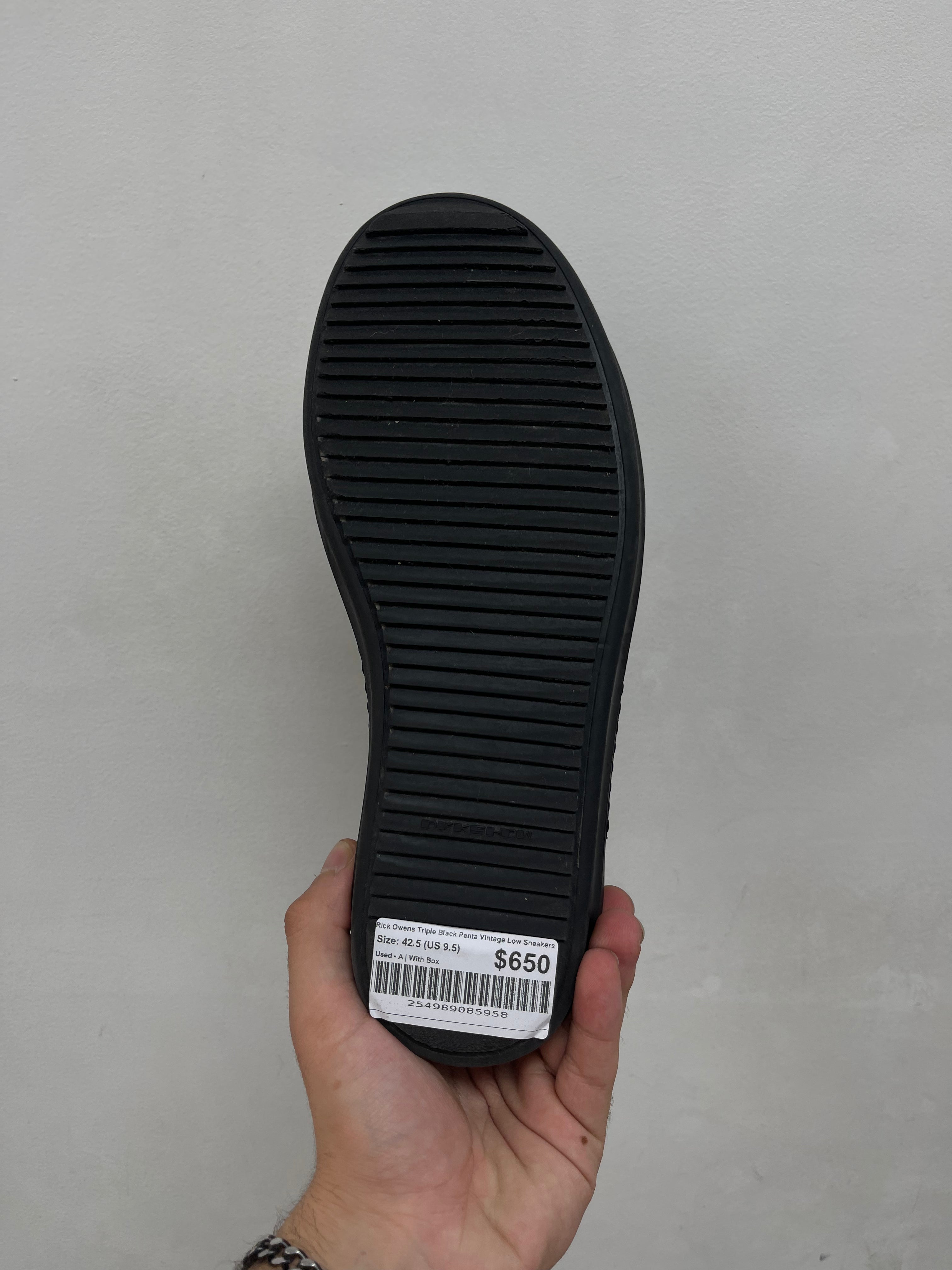 Rick Owens Triple Black Penta Vintage Low Sneakers
