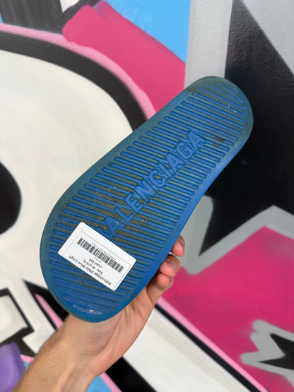 Balenciaga Slide Blue Logo Used With Box