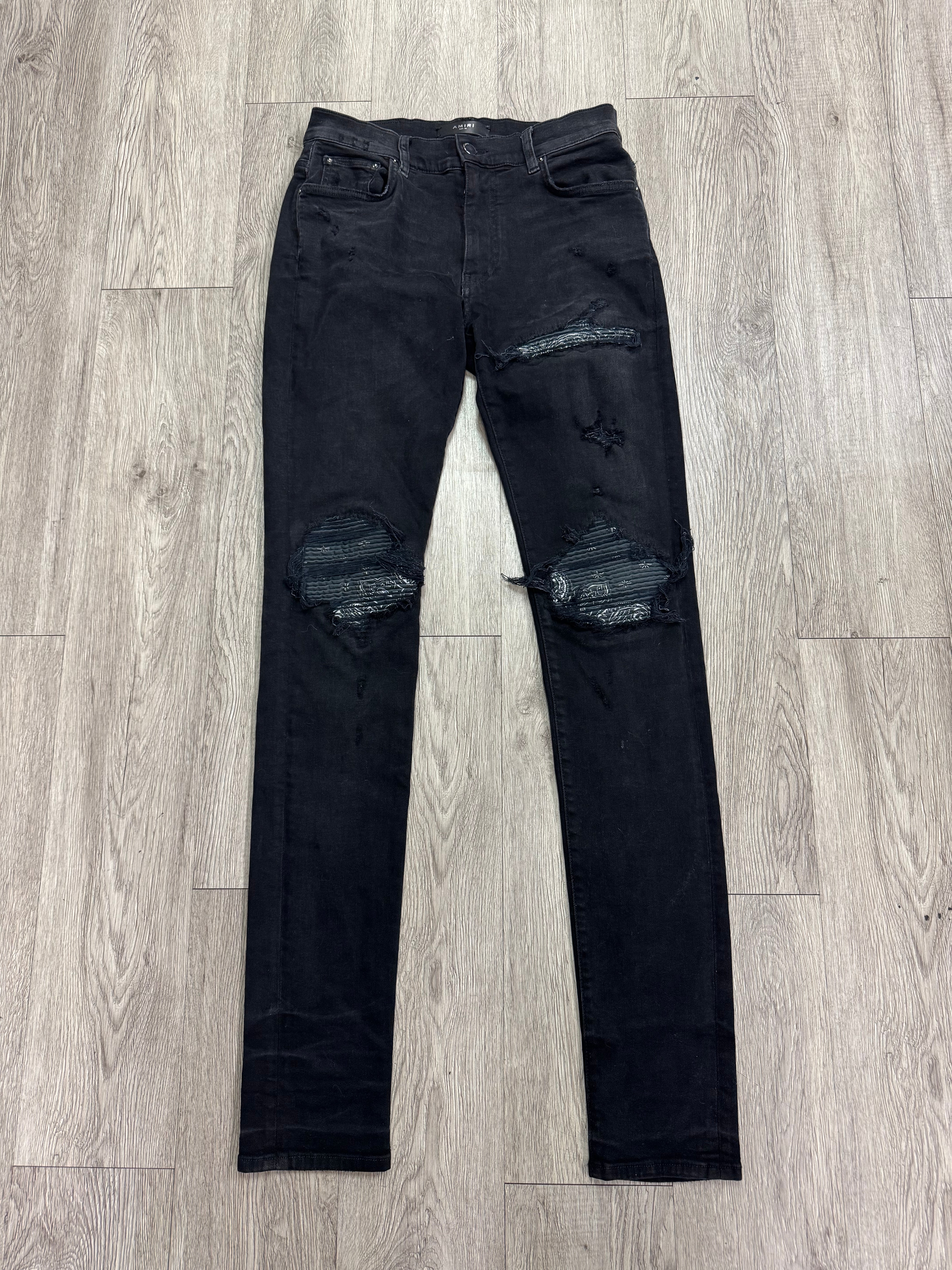 Amiri MX1 Black Wash Paisley Patch (Old Season) Jeans