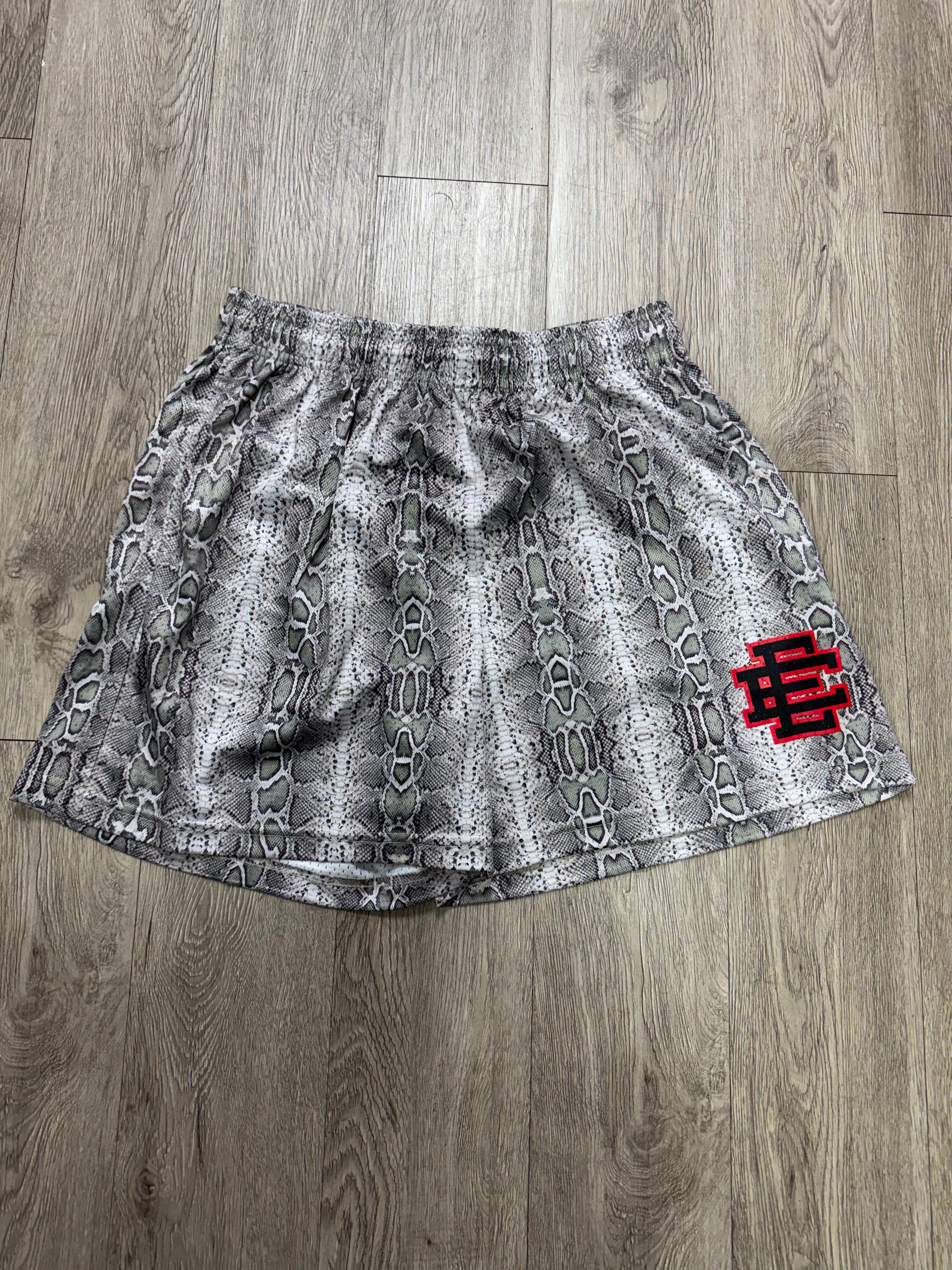 Eric Emanuel Grey Snakeskin Black Red Shorts